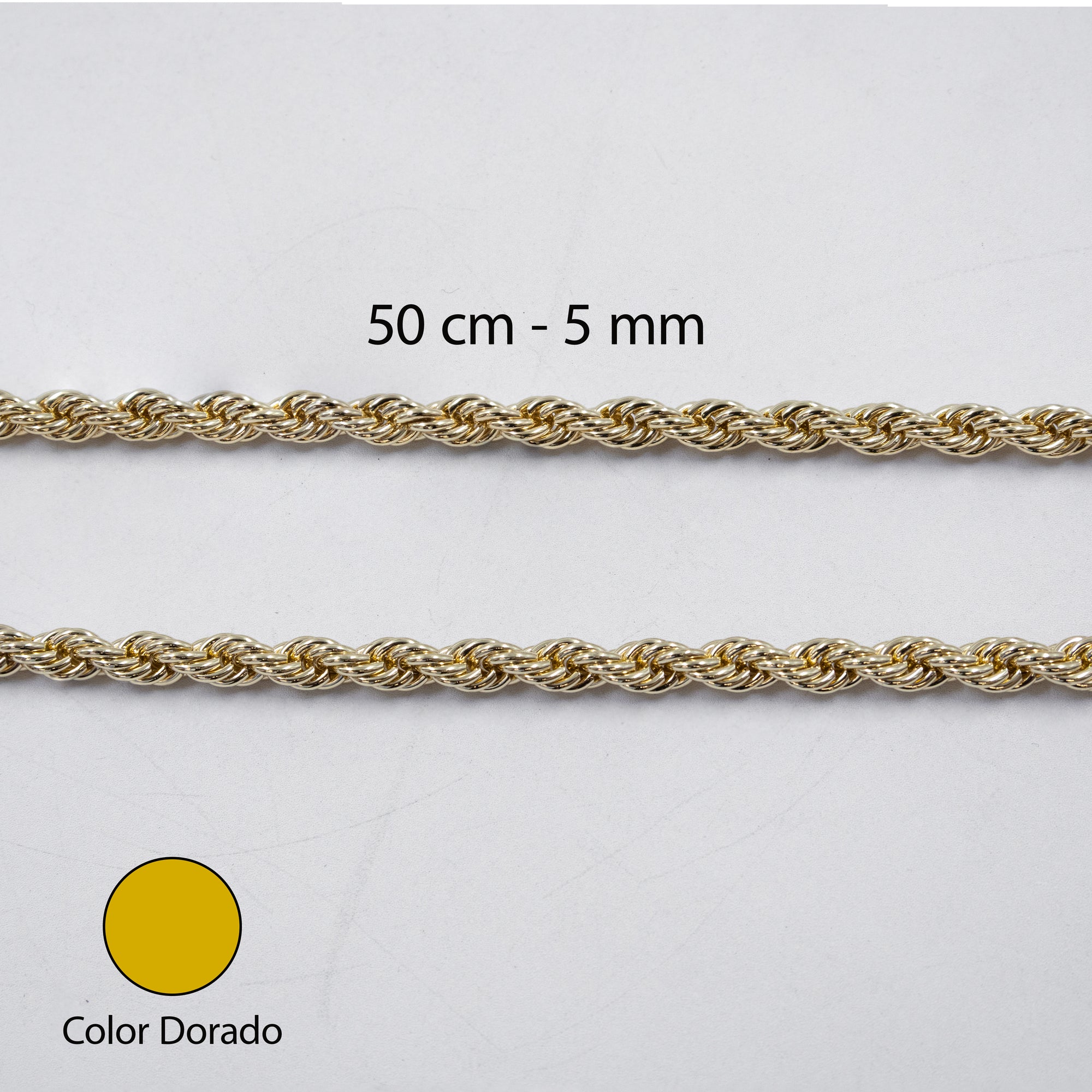 Cadenas Doradas Torsal de 50 cm M5 Oro Laminado