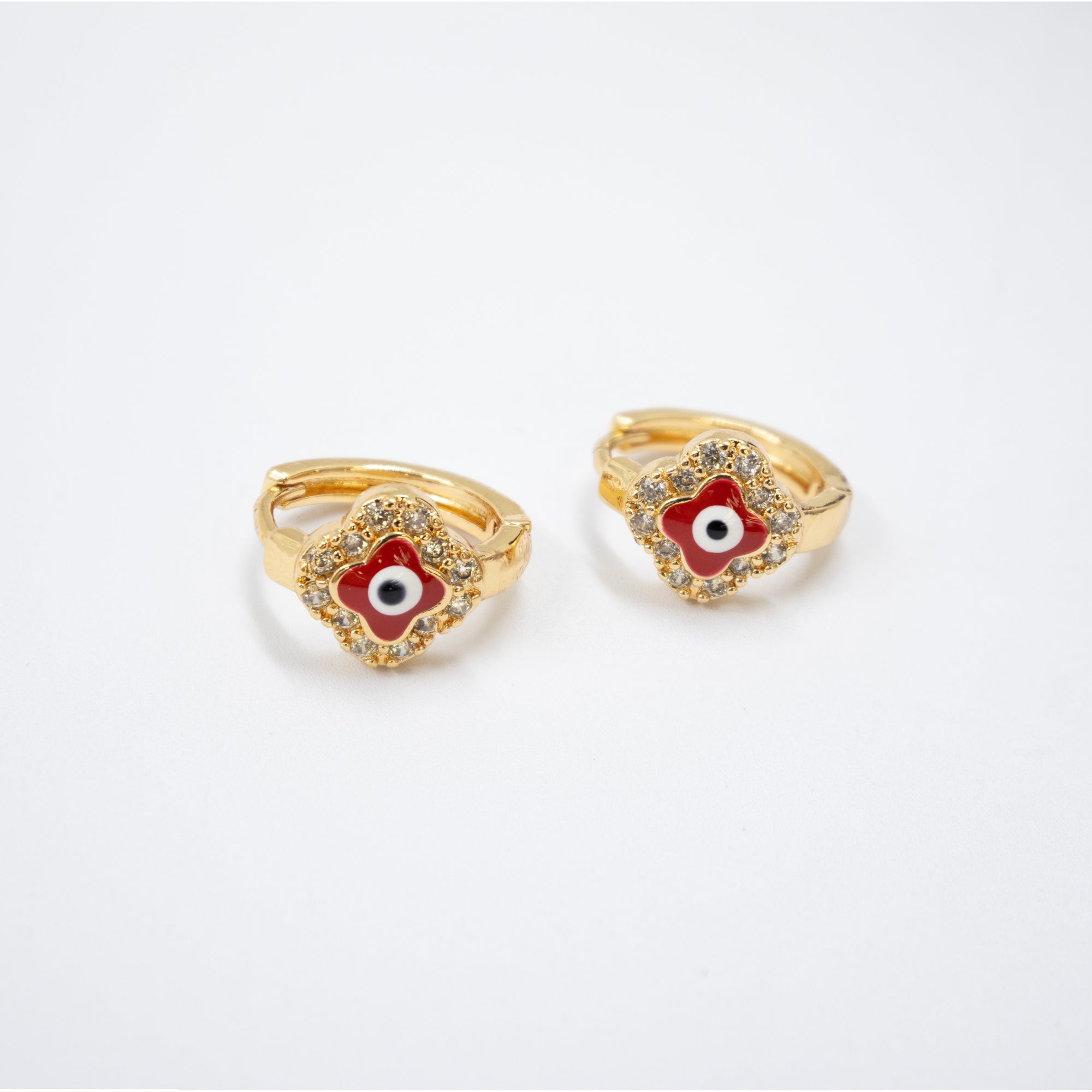 Arete Dorado de Ojo Turco con Piedras M4 Oro Laminado