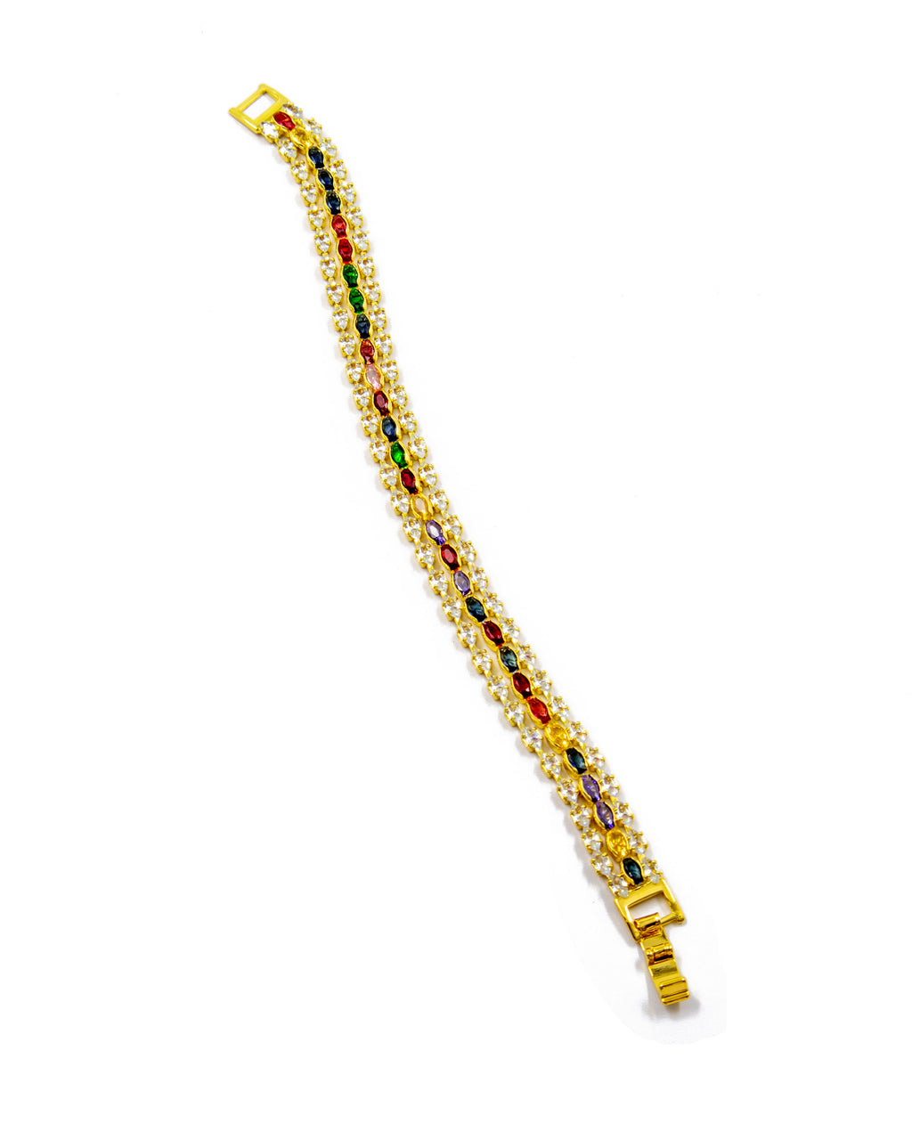 Pulsera de piedras con dije de piedra central M1 Oro Laminado