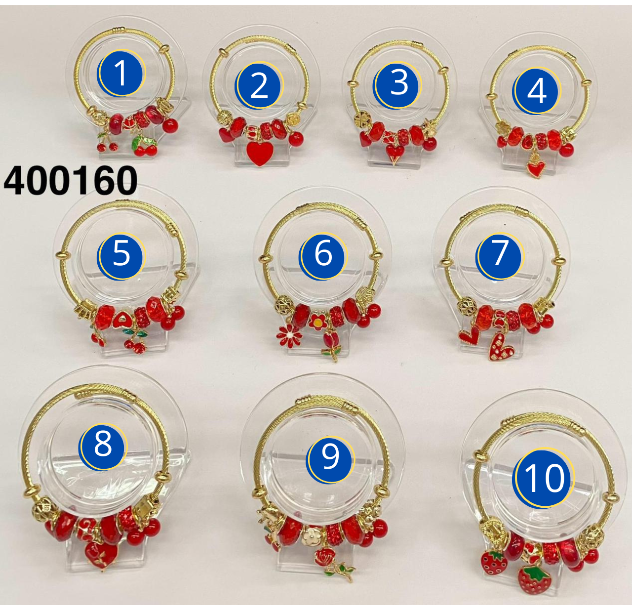 PULSERA DE CEREZA TIPO PANDORA M3 ACERO INOXIDABLE
