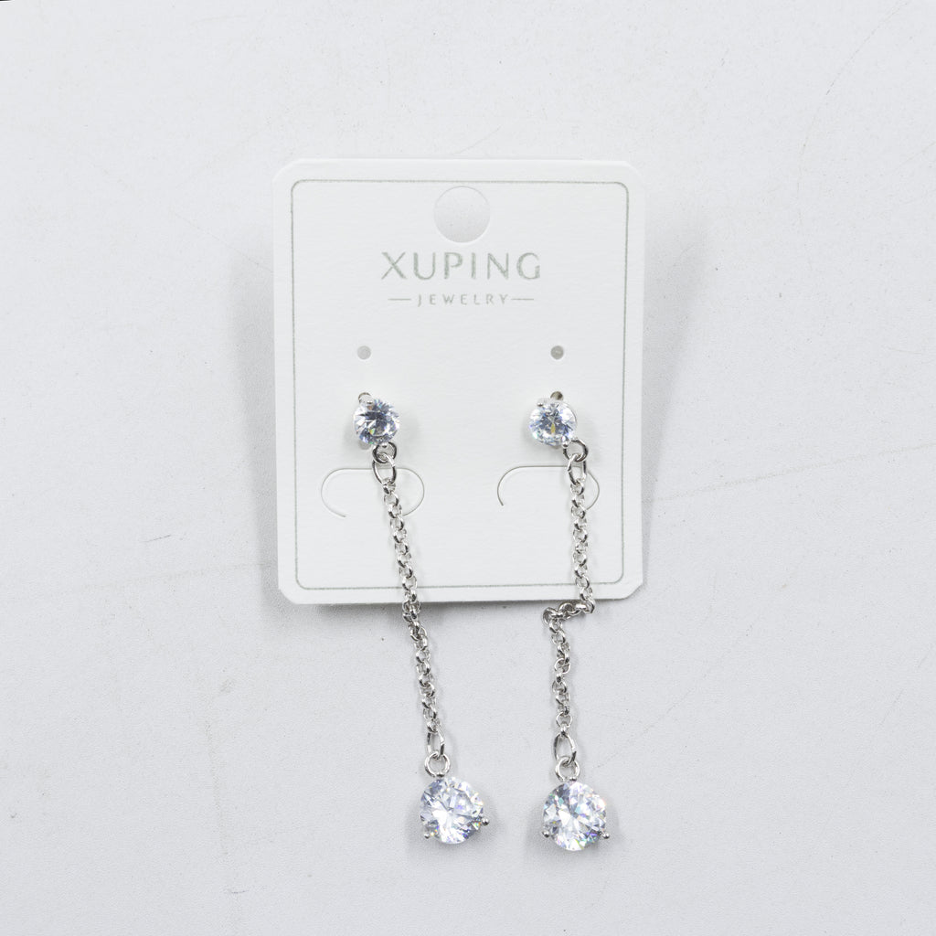 Aretes Plateados con Piedras Xuping M7 Oro Laminado