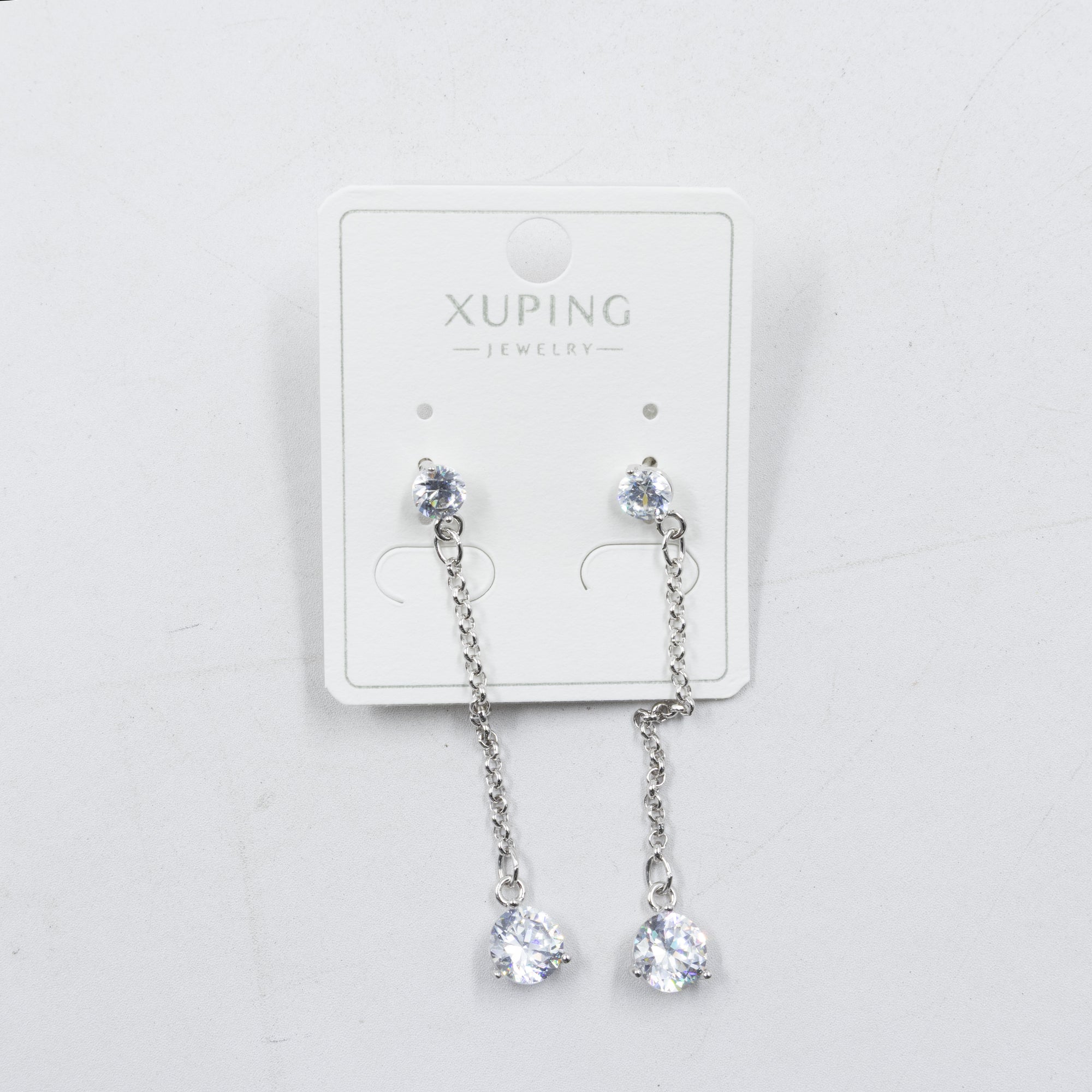Aretes Plateados con Piedras Xuping M7 Oro Laminado