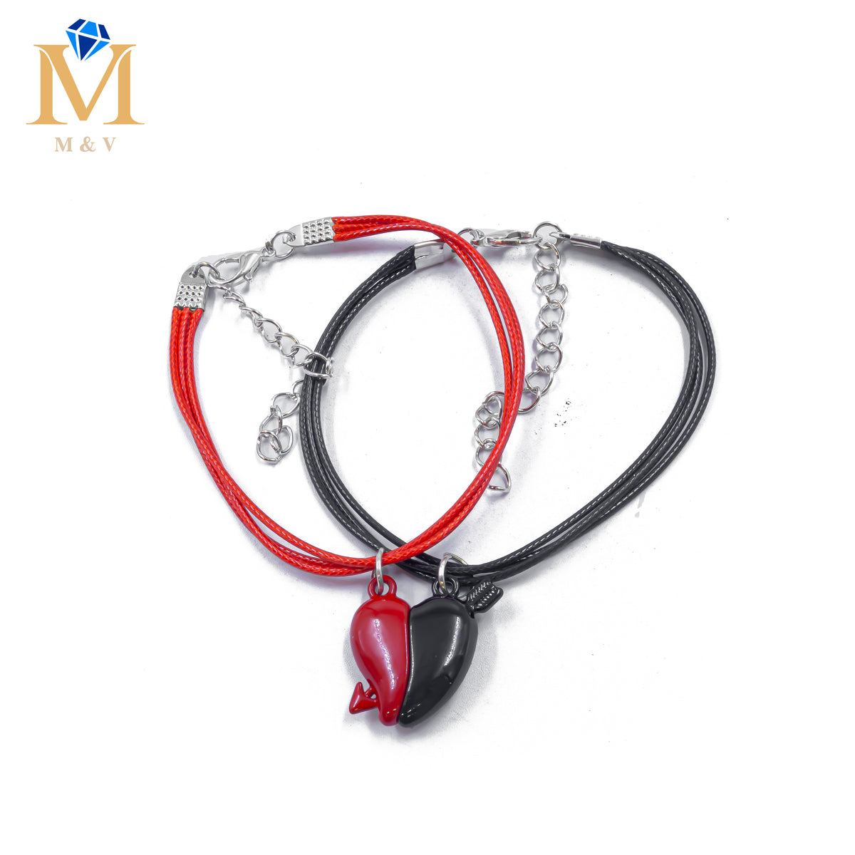 Pulseras de Corazón de Pareja con imán M6 Oro Laminado