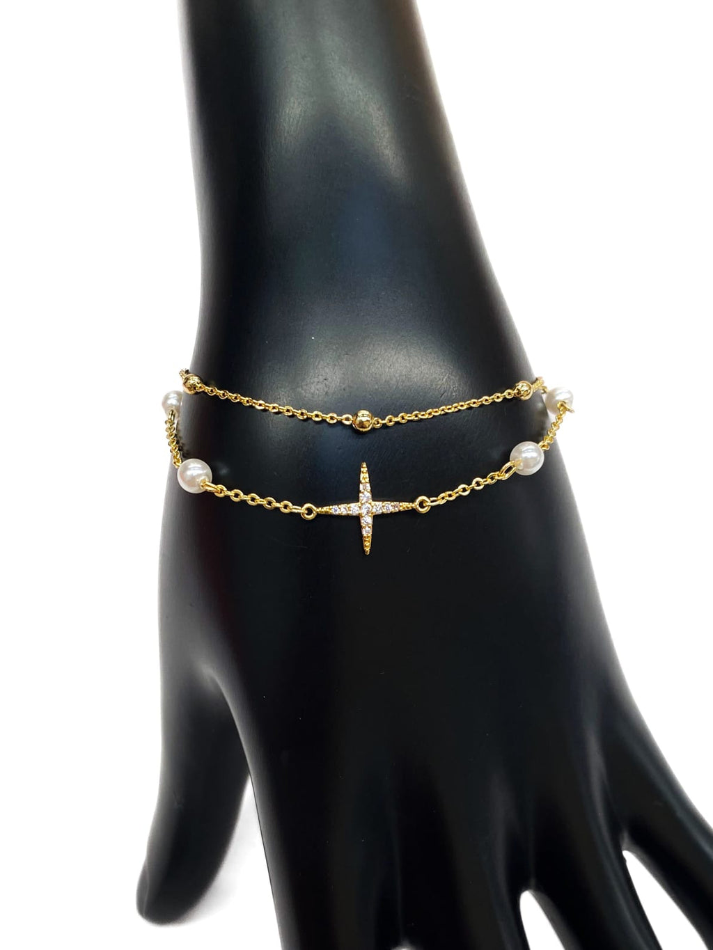 Pulsera de piedras con dije - M3 Oro Laminado