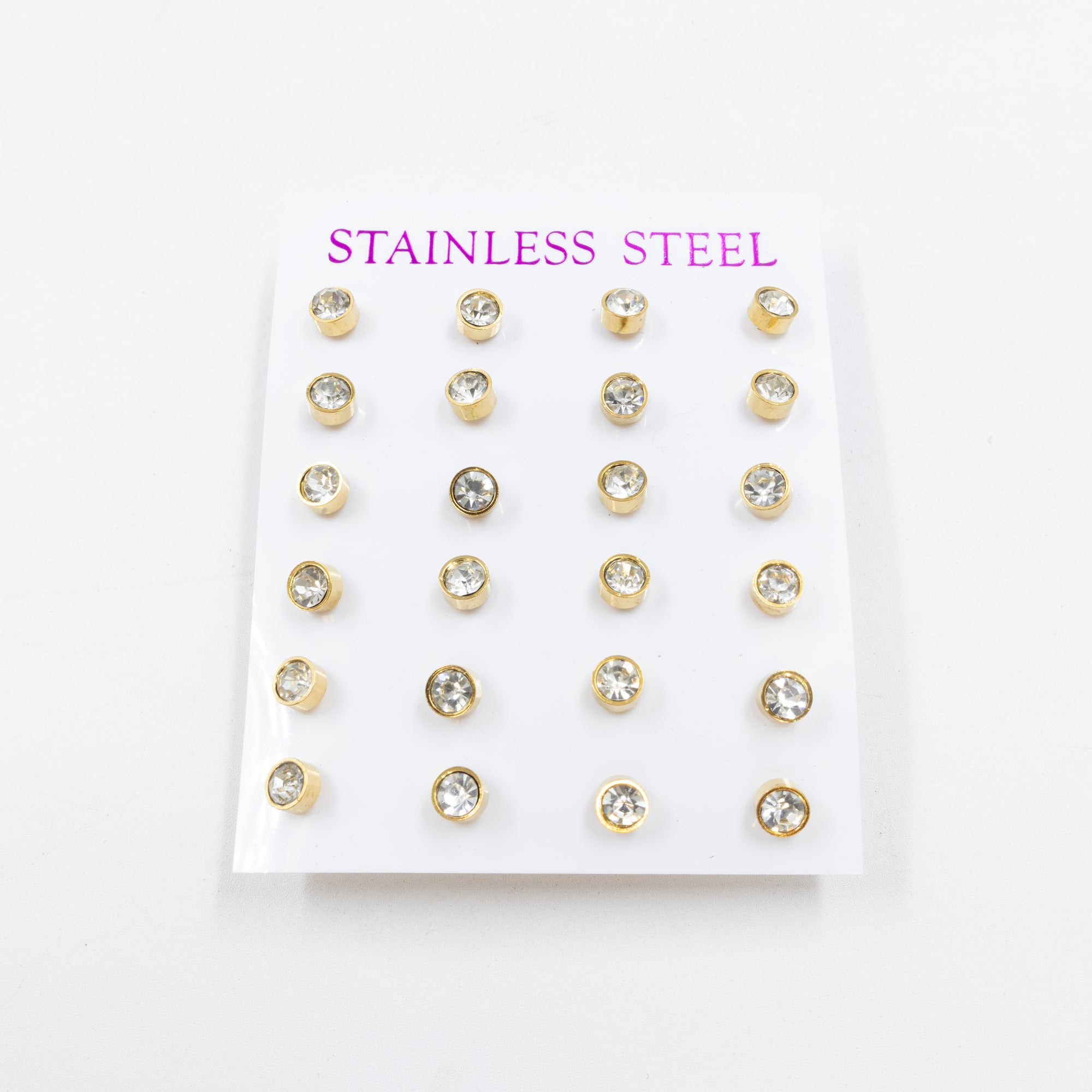 Paquete 12 pares de Aretes medida 2 mm M2 Acero Inoxidable 18/03/26