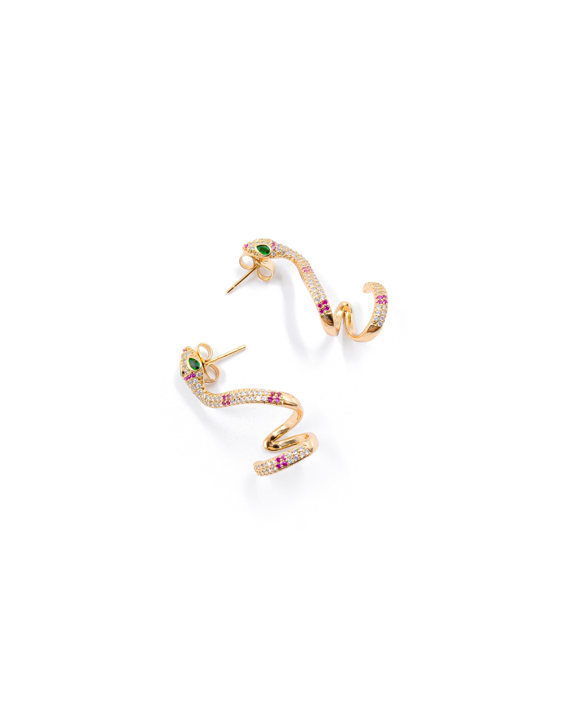 Aretes Plateados De Serpiente M2 Oro Laminado