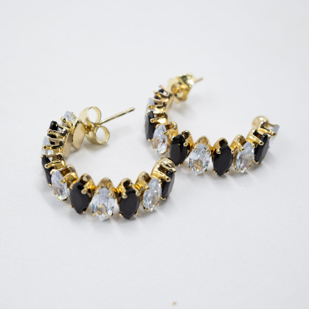 Aretes Dorados con piedras de color M1 Oro Laminado