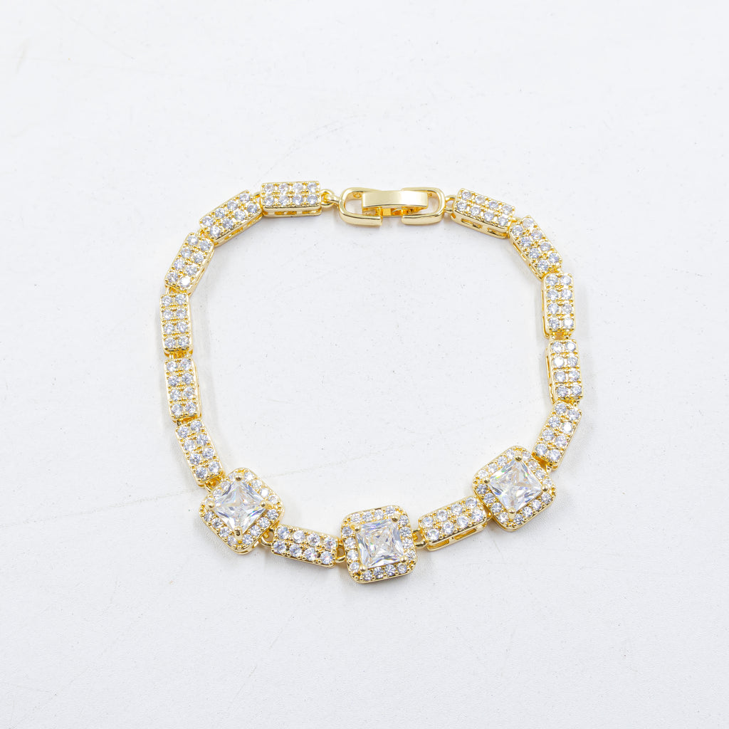 Cadenas de Pulseras Doradas con Piedras M1 Oro Laminado