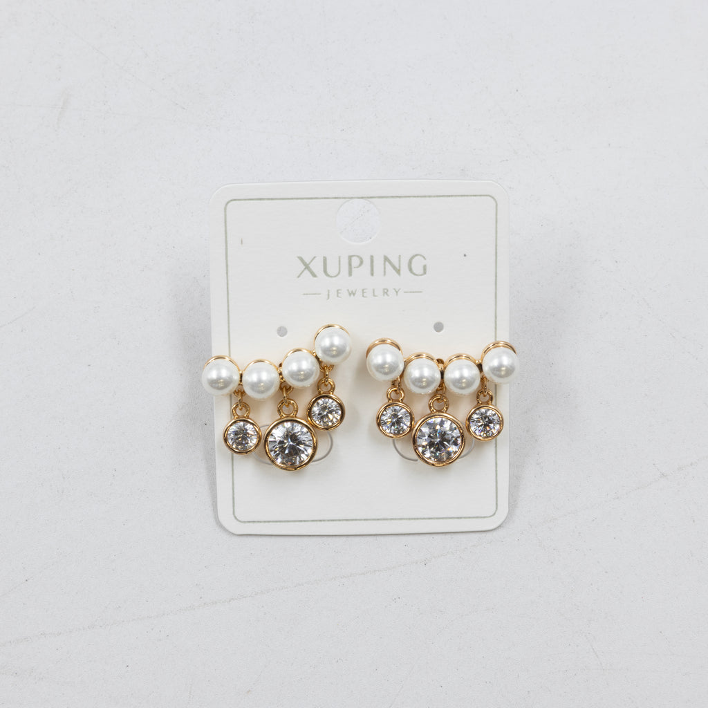 Aretes Dorados con Piedras Xuping M4 Oro Laminado