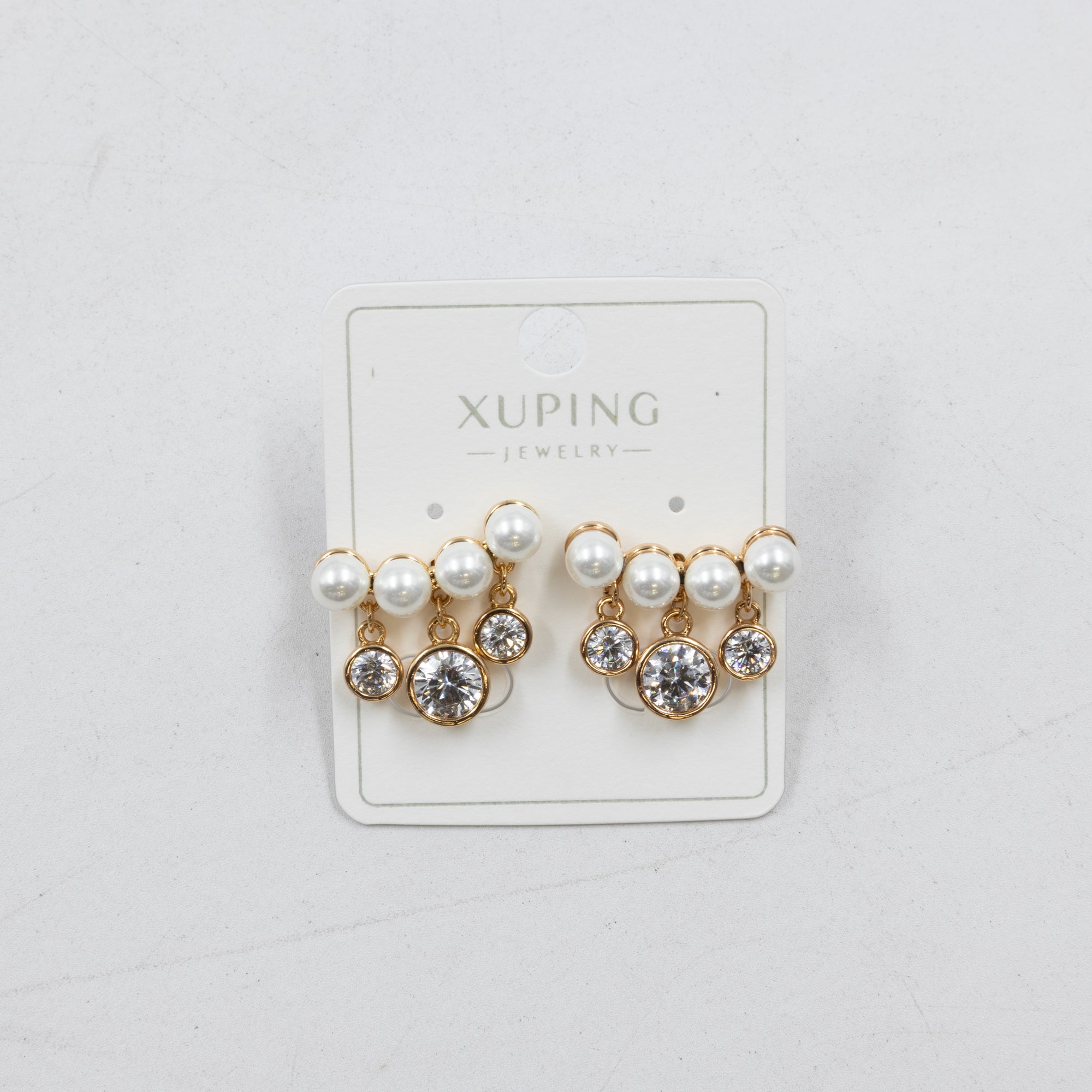 Aretes Dorados con Piedras Xuping M4 Oro Laminado