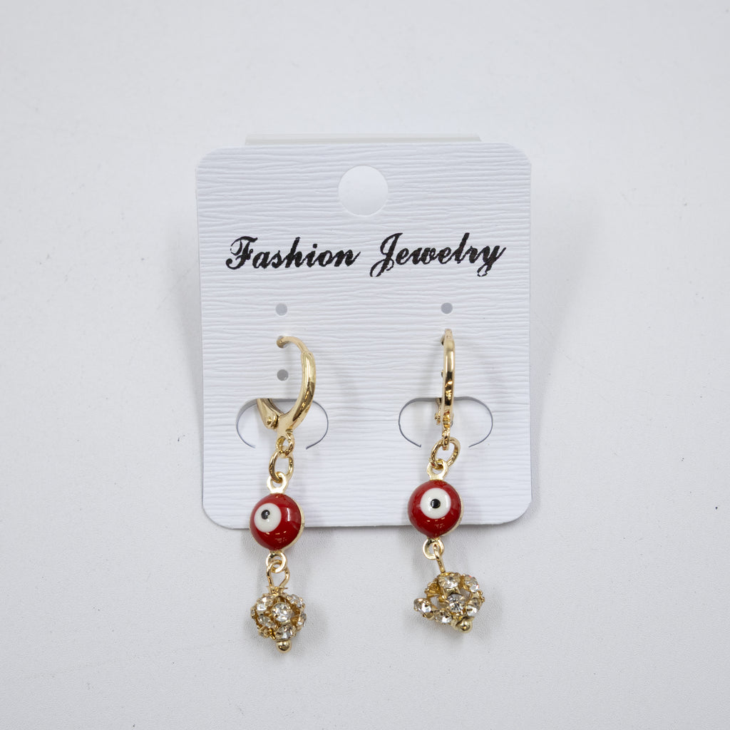 Arete Dorado de Ojo Turco con Piedras M1 Oro Laminado