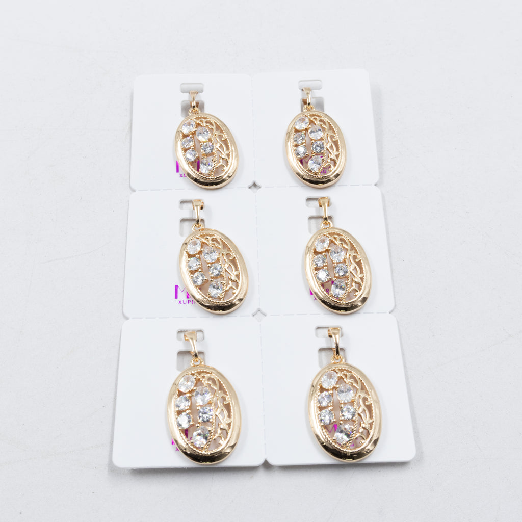 Paquete de 6 dijes con Piedras Oro Rosado  M1 Oro Laminado