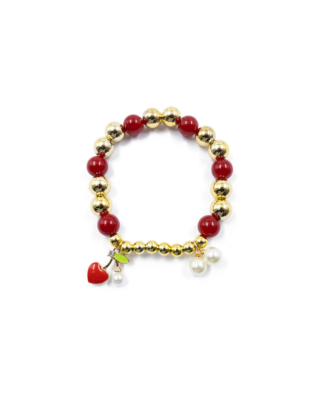 PULSERA DE PERLAS CON DIJE DE FRUTAS - M3 ORO LAMINADO