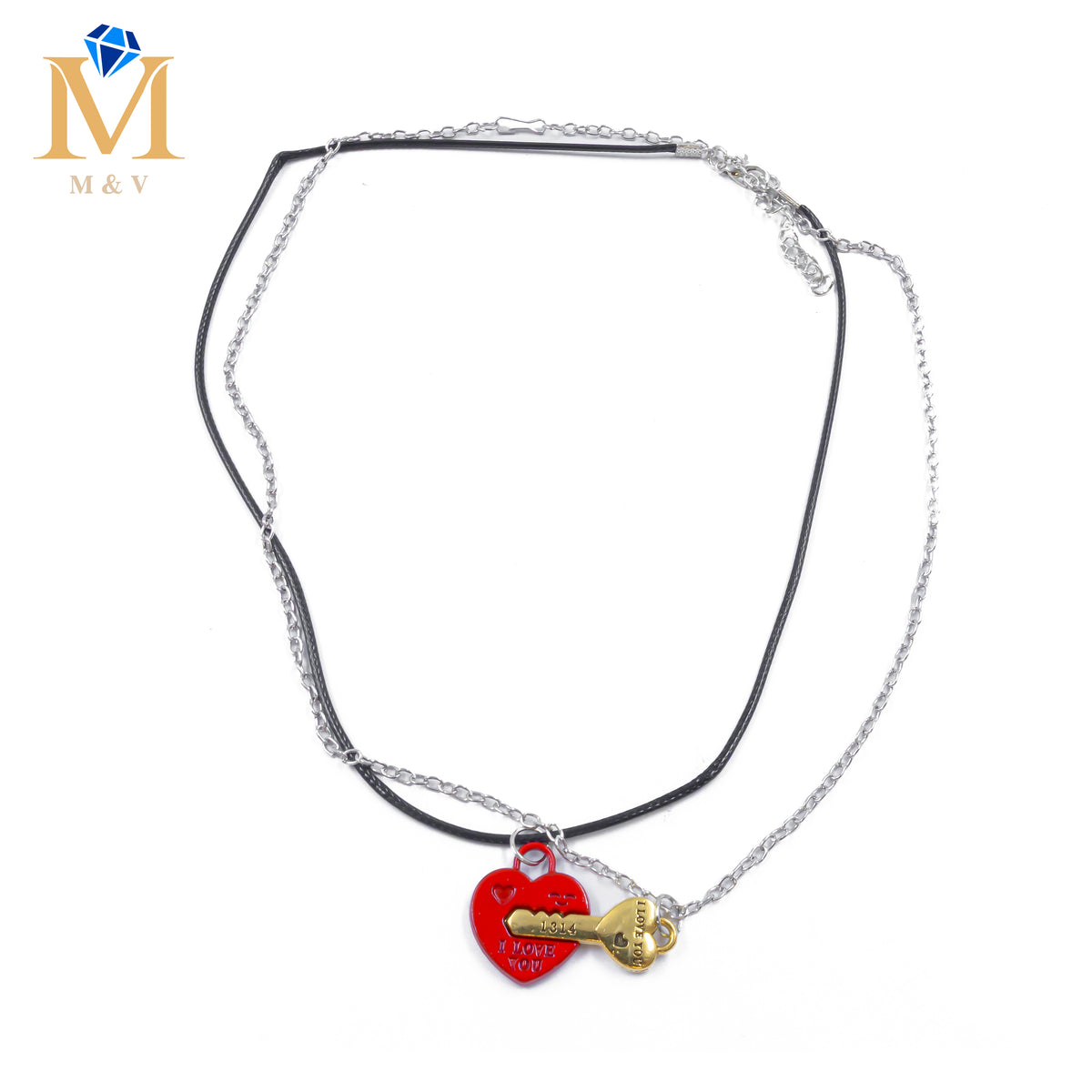Collares en Pareja de corazón y llave M6 Acero Inoxidable