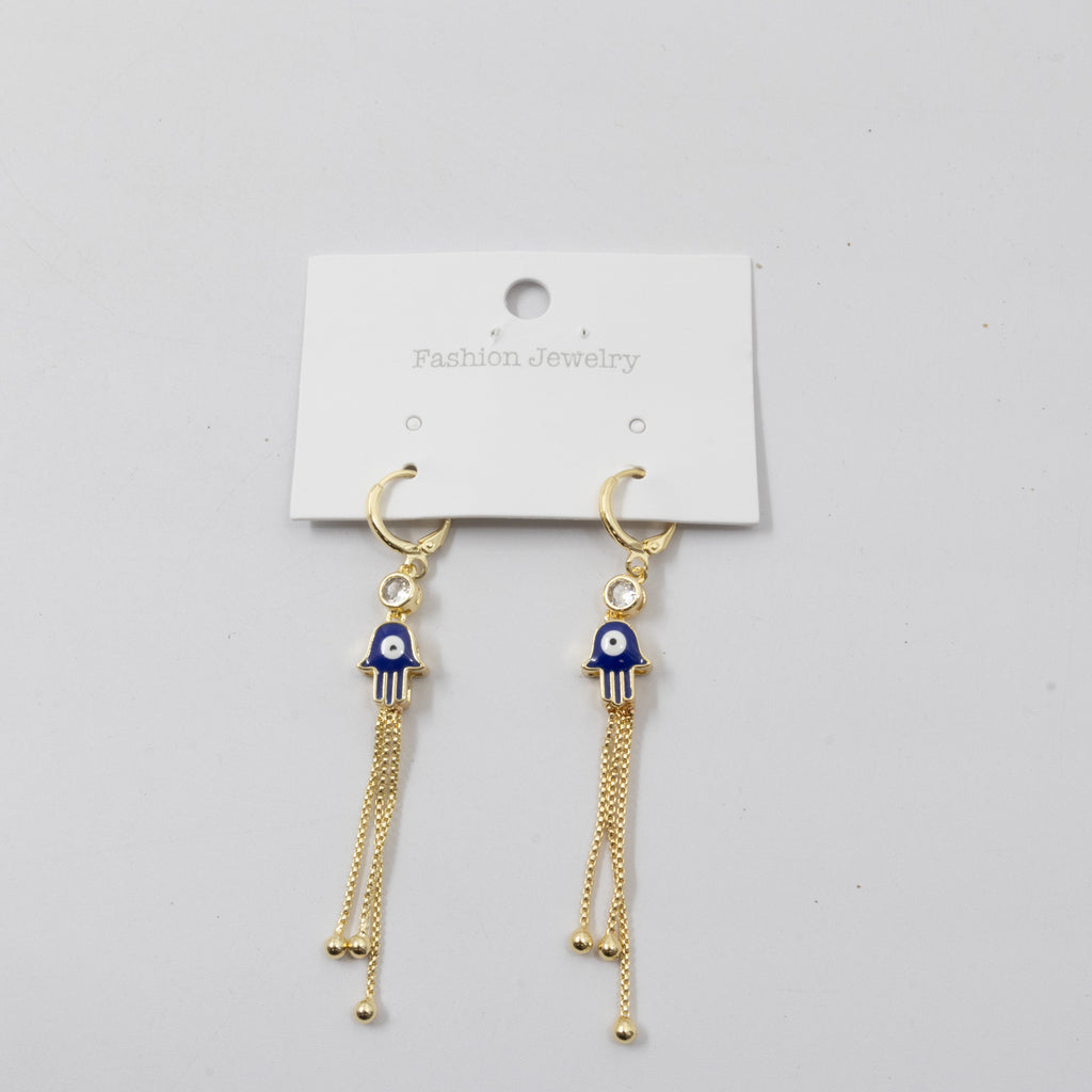 Aretes Dorados Largos de Ojo Turco M1 Oro Laminado