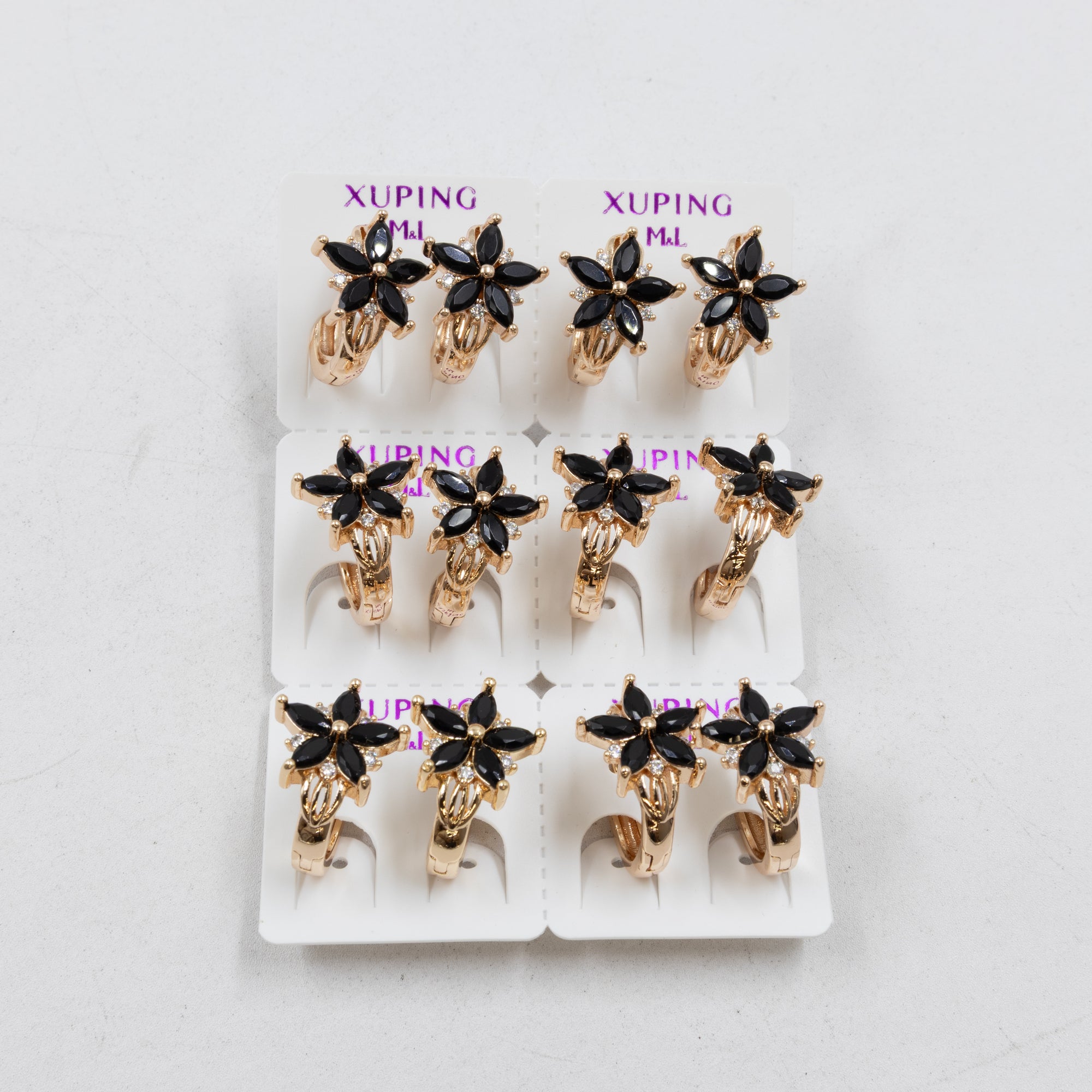 Paquete de 6 pares de Aretes Xuping Dorado M2 Oro Laminado