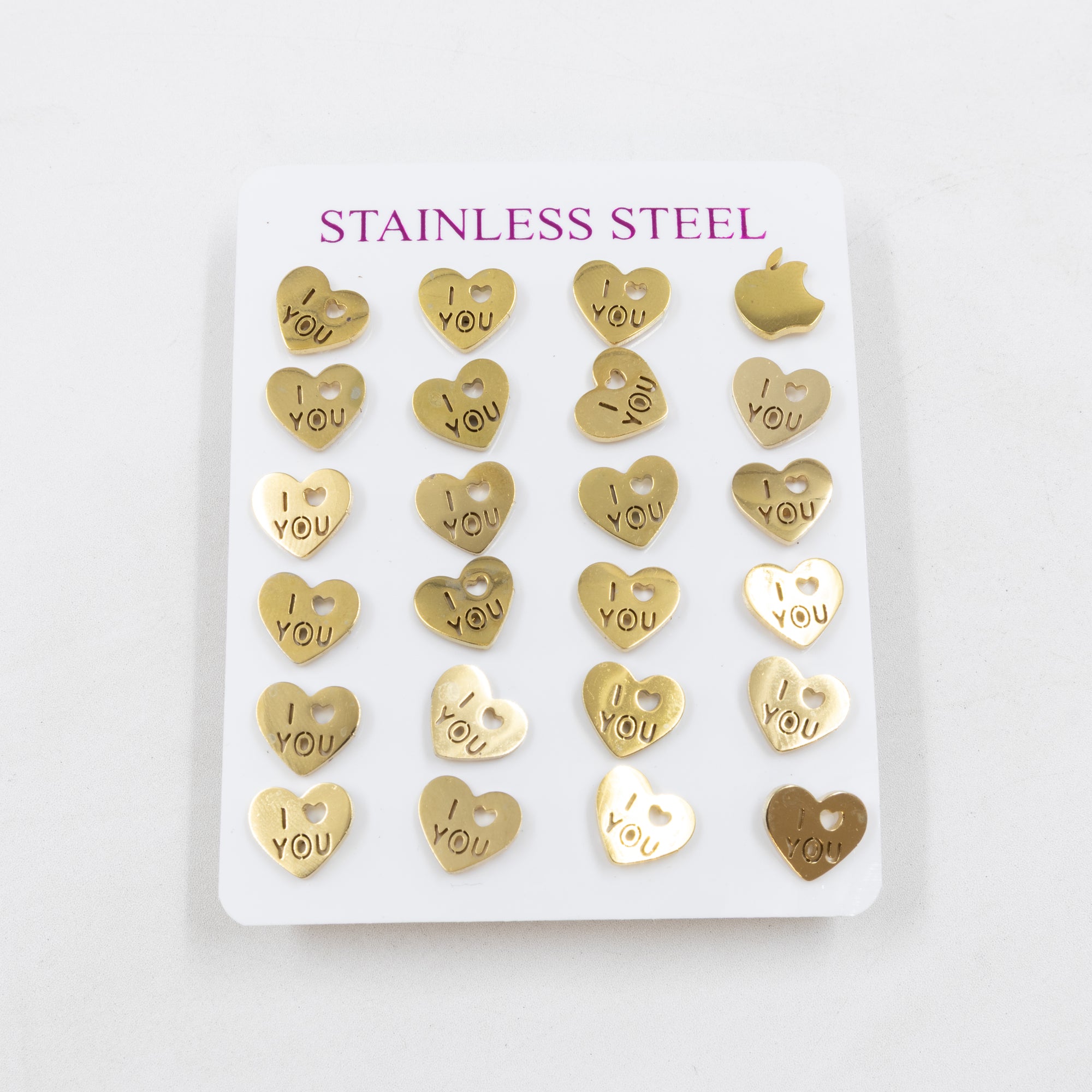 Paquete de 12 Pares de Aretes Dorados M5 Acero Inoxidable