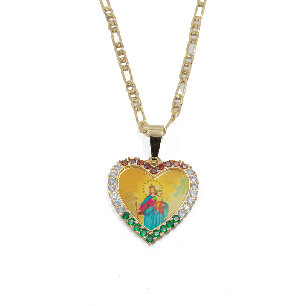 Collar con Dije Religioso Dorado M2 Oro Laminado