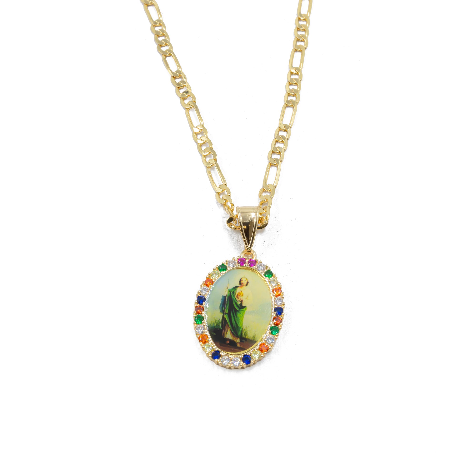 Collar con Dije Religioso Dorado M1 Oro Laminado