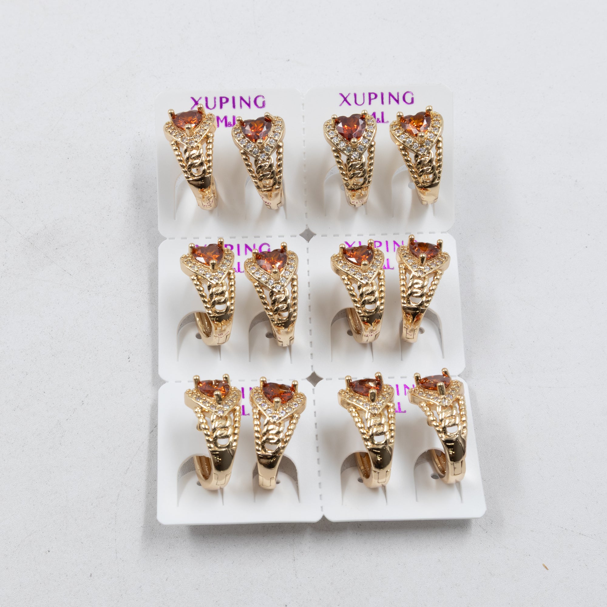Paquete de 6 pares de Aretes Xuping Dorado M8 Oro Laminado