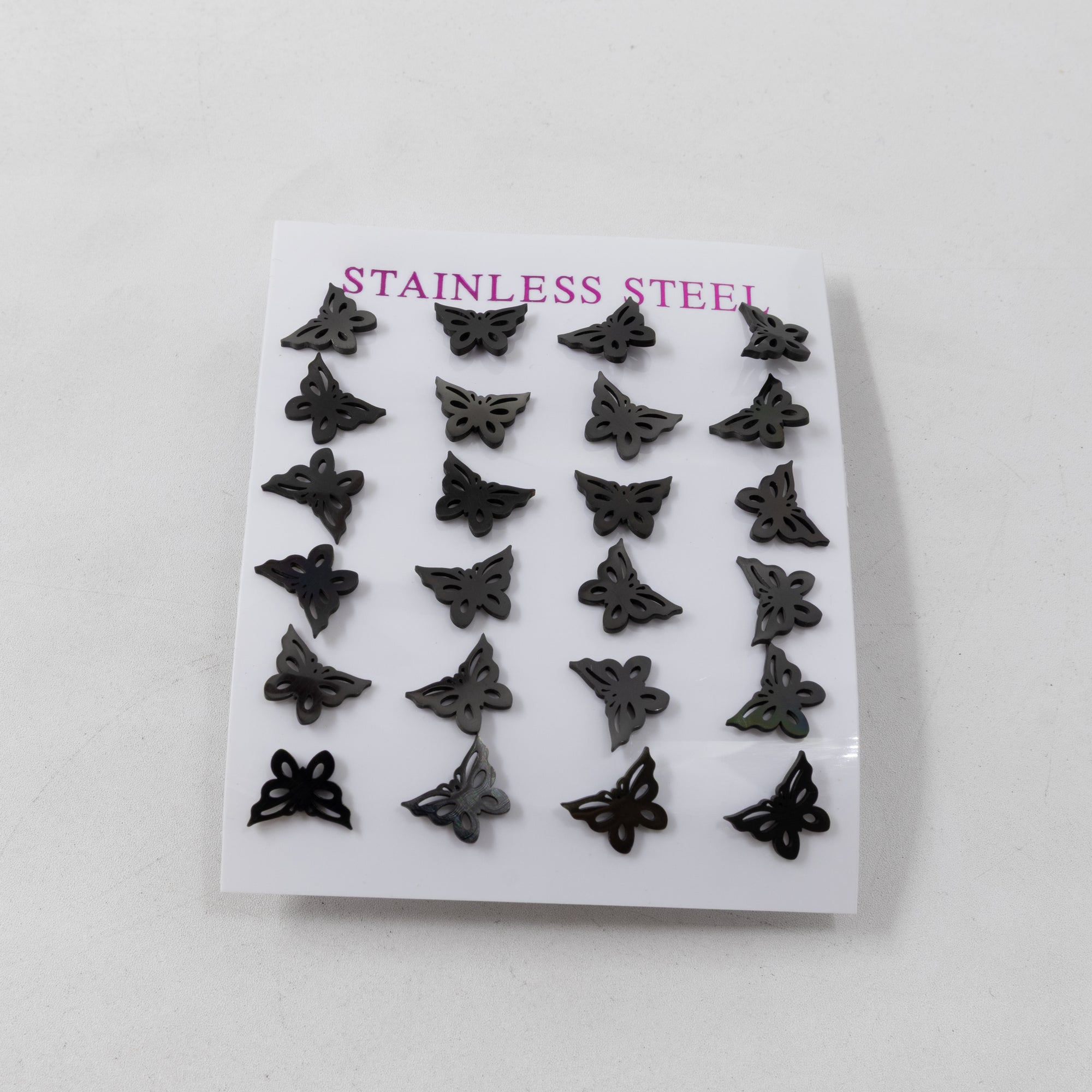 Paquete de 12 Pares de Aretes color Negro M1 Acero Inoxidable