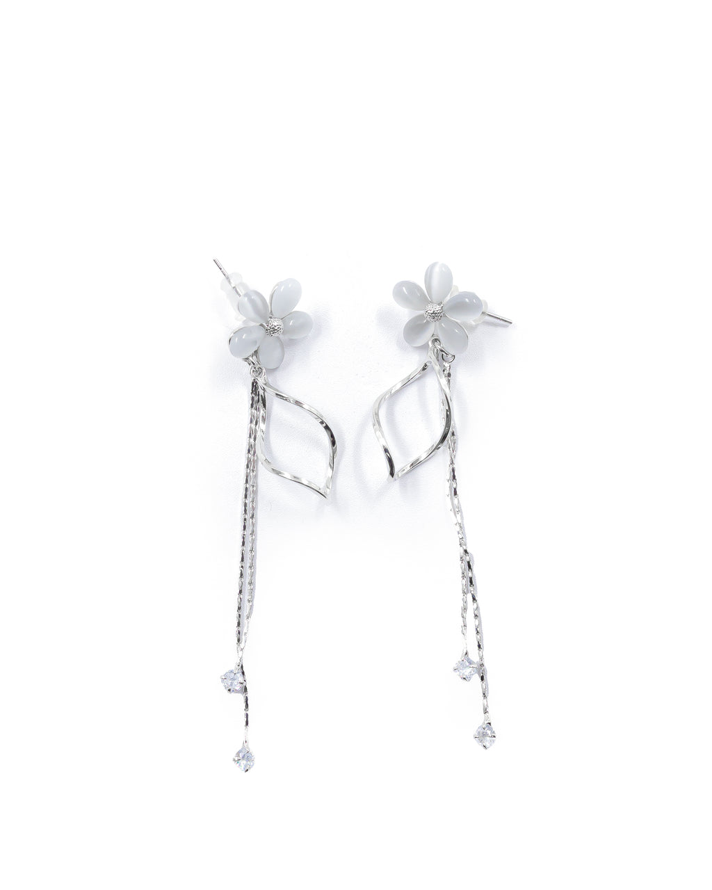 Aretes Largos Ansheli Plateados M18 Oro Laminado
