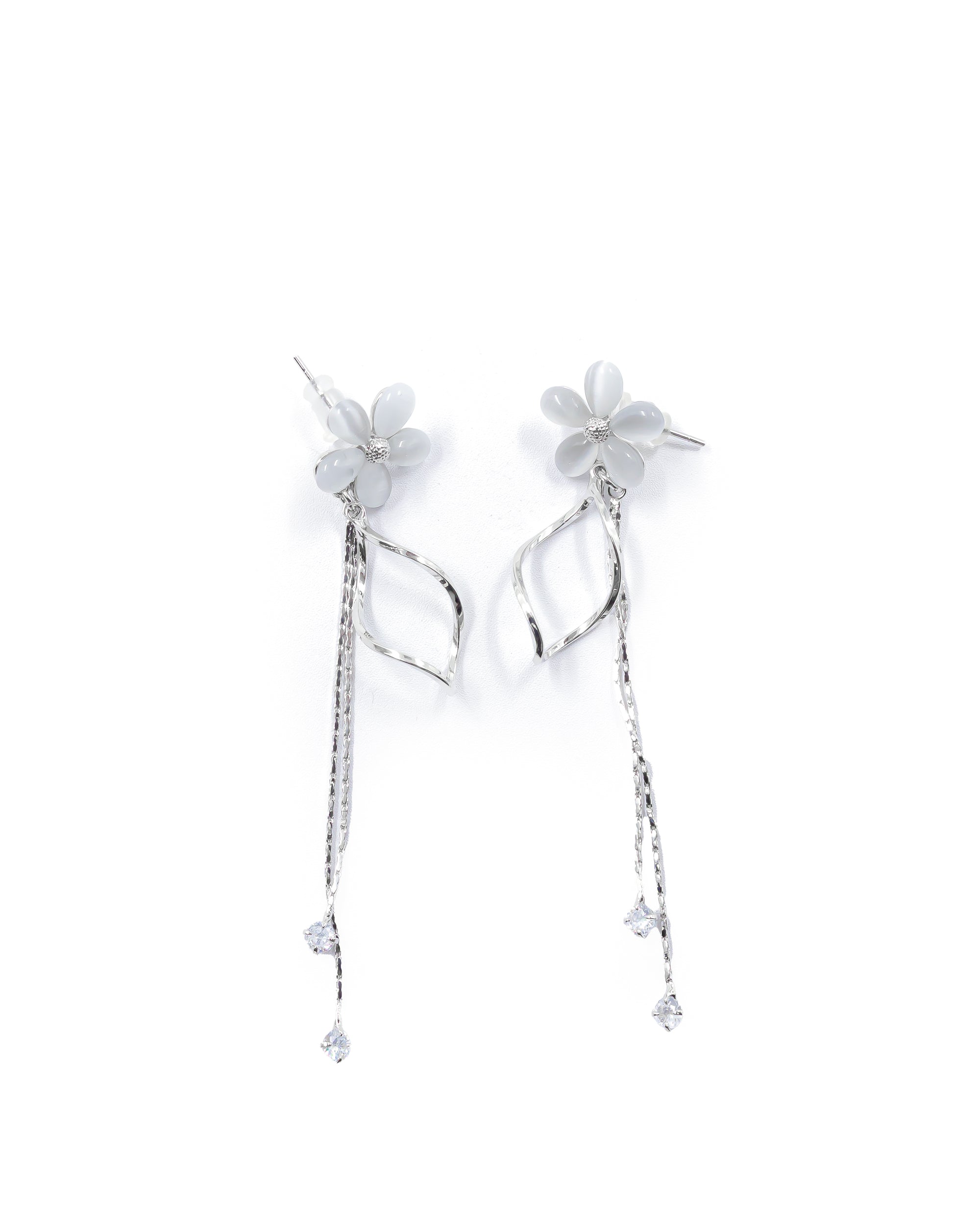 Aretes Largos Ansheli Plateados M18 Oro Laminado