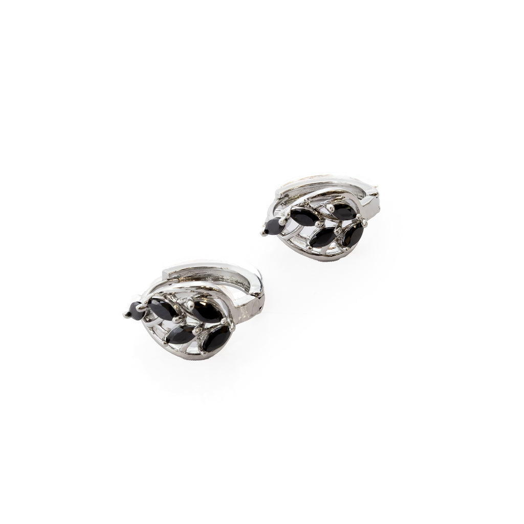 Aretes Plateados Huggies con Piedras Diferentes Colores M18 Oro Laminado