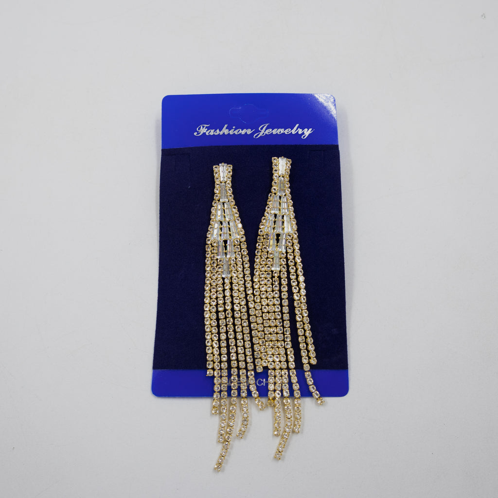 Aretes Largos con piedras M1 Oro Laminado