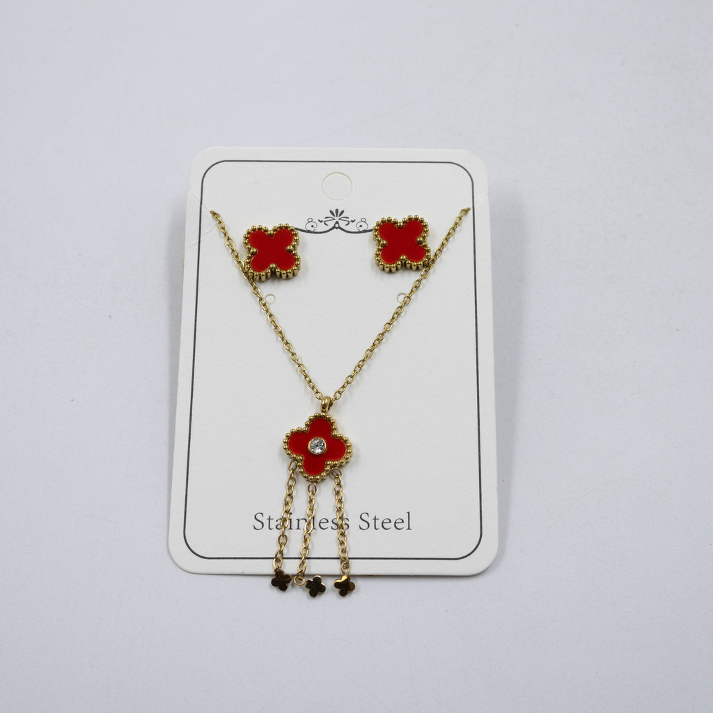 Conjunto Dorado de Trebol M1 Oro Laminado