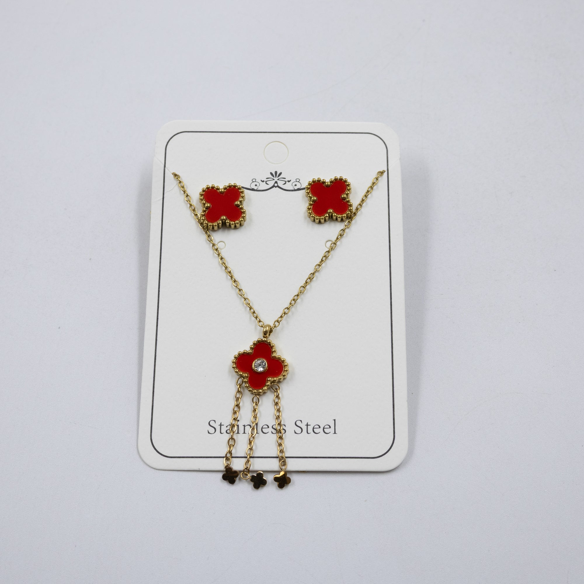 Conjunto Dorado de Trebol M1 Oro Laminado