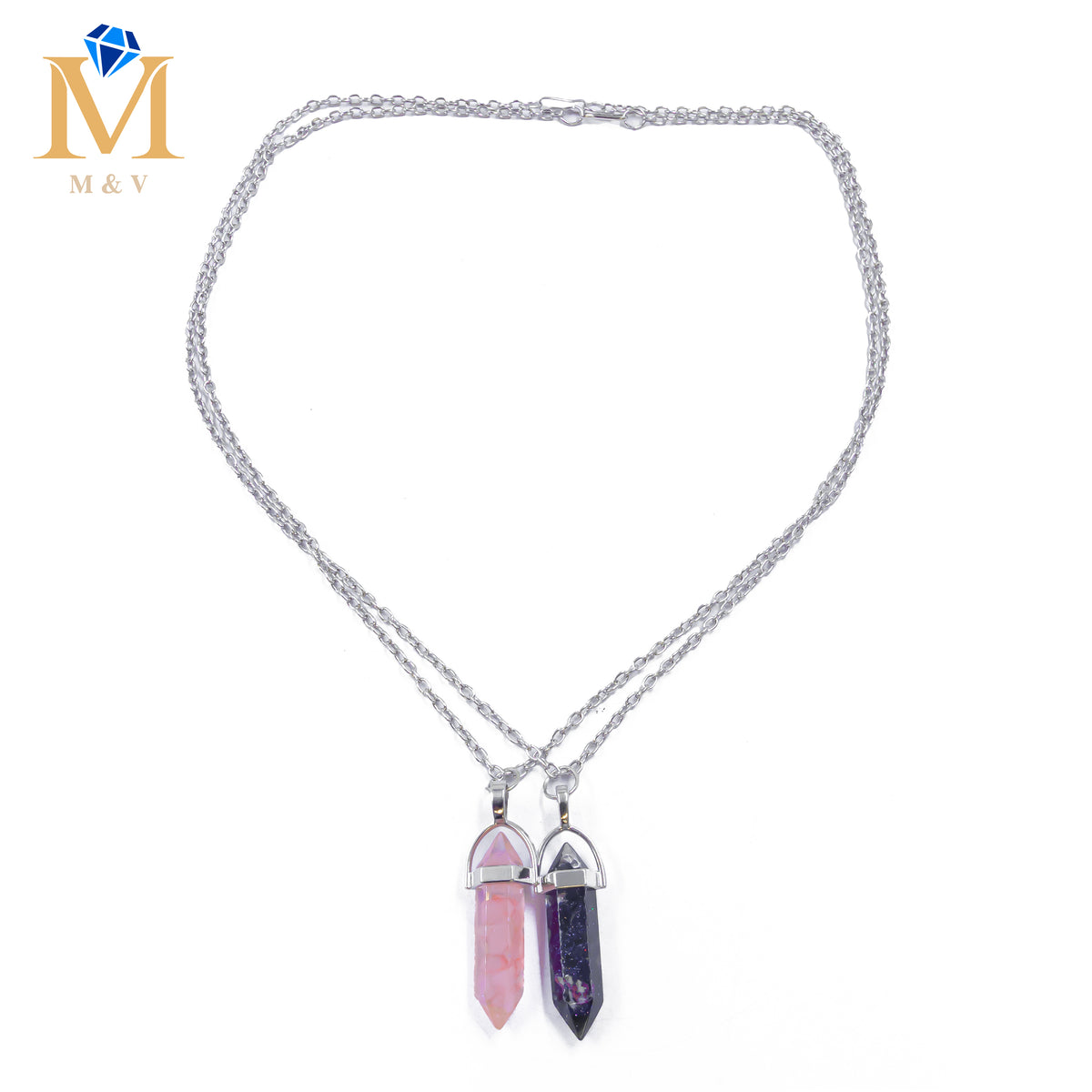 Collares en Pareja de piedras M14 Acero Inoxidable