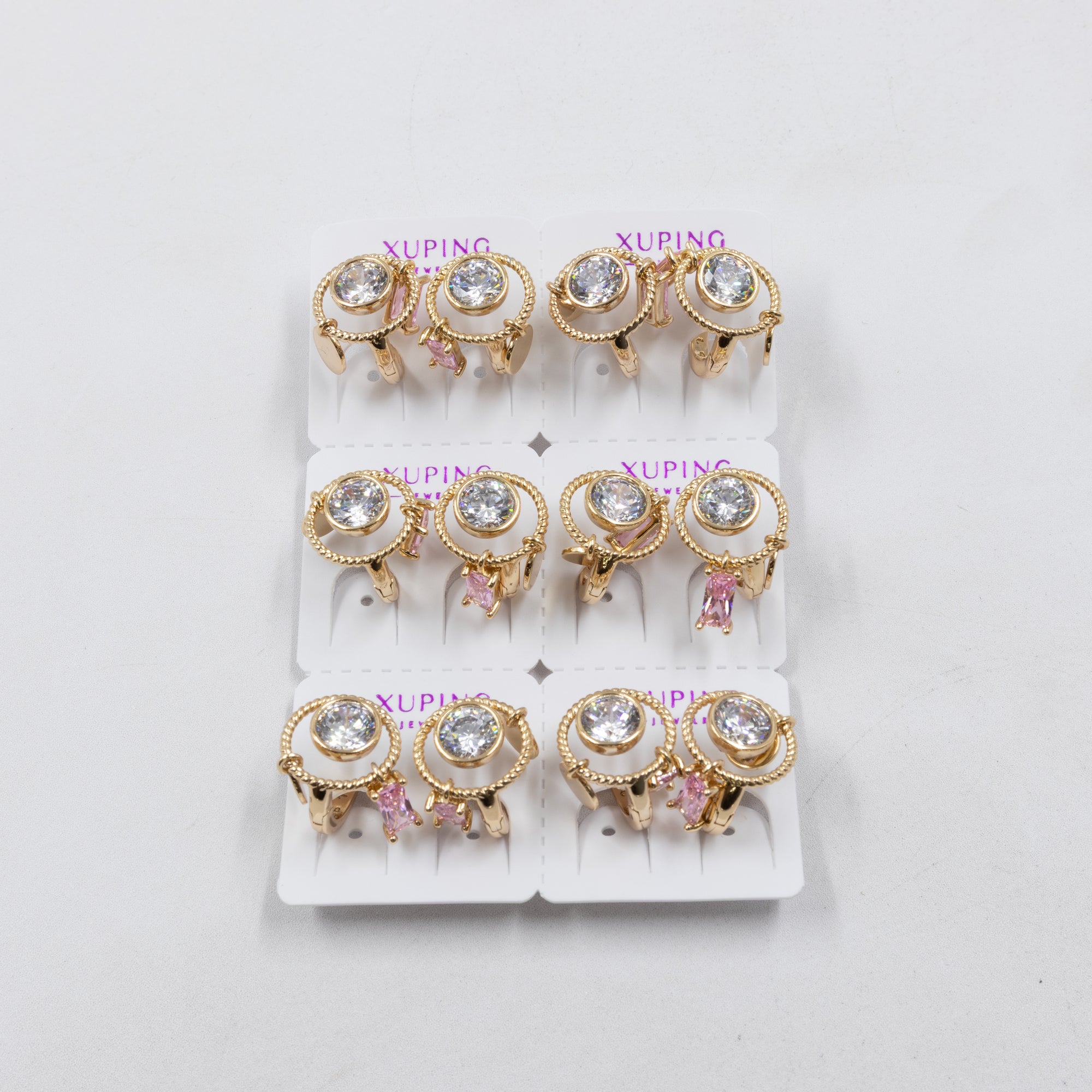 Paquete de 6 pares de Aretes Xuping Dorado M20 Oro Laminado