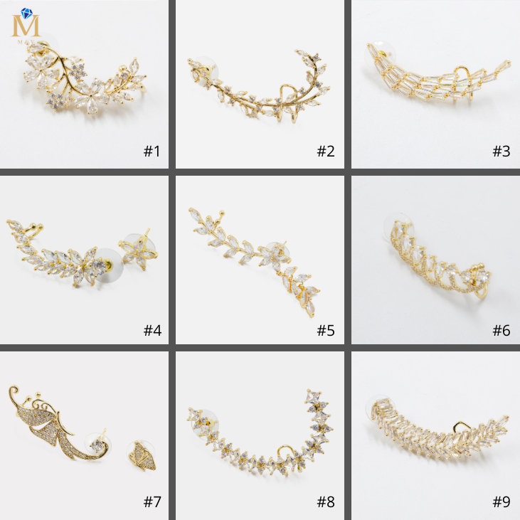 Arete Dorado Trepador con Piedras M3 Oro Laminado