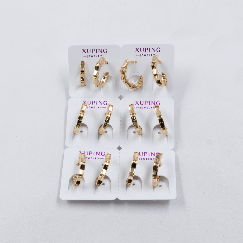 Paquete de 6 pares de Aretes Xuping Dorado M21 Oro Laminado