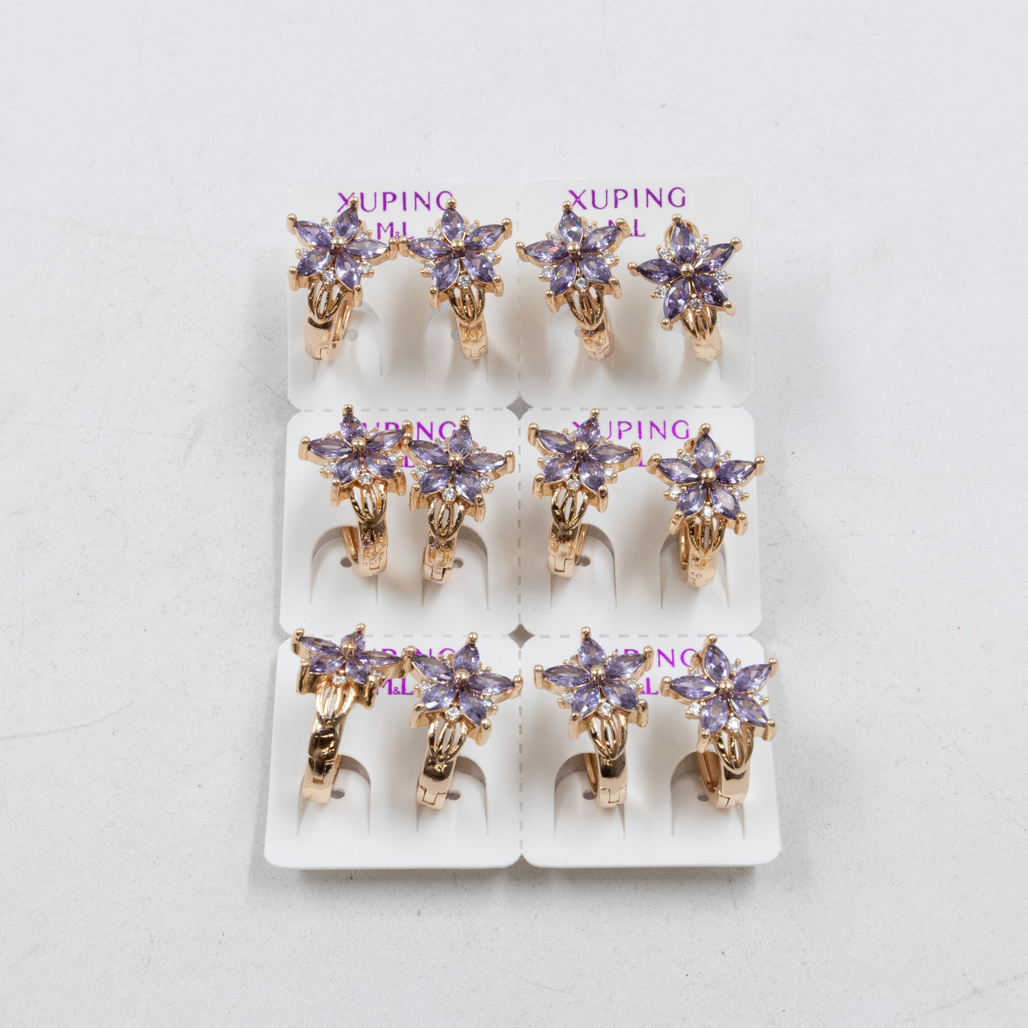 Paquete de 6 pares de Aretes Xuping Dorado M3 Oro Laminado