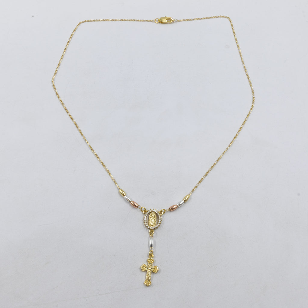 Collar con Dije Religioso Dorado M2 Oro Laminado