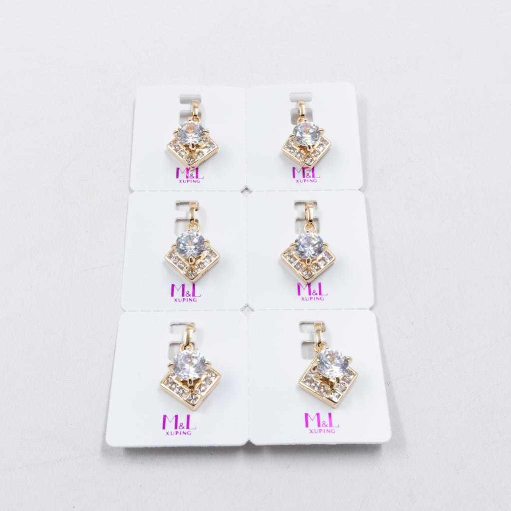 Paquete de 6 dijes con Piedras Oro Rosado  M2 Oro Laminado