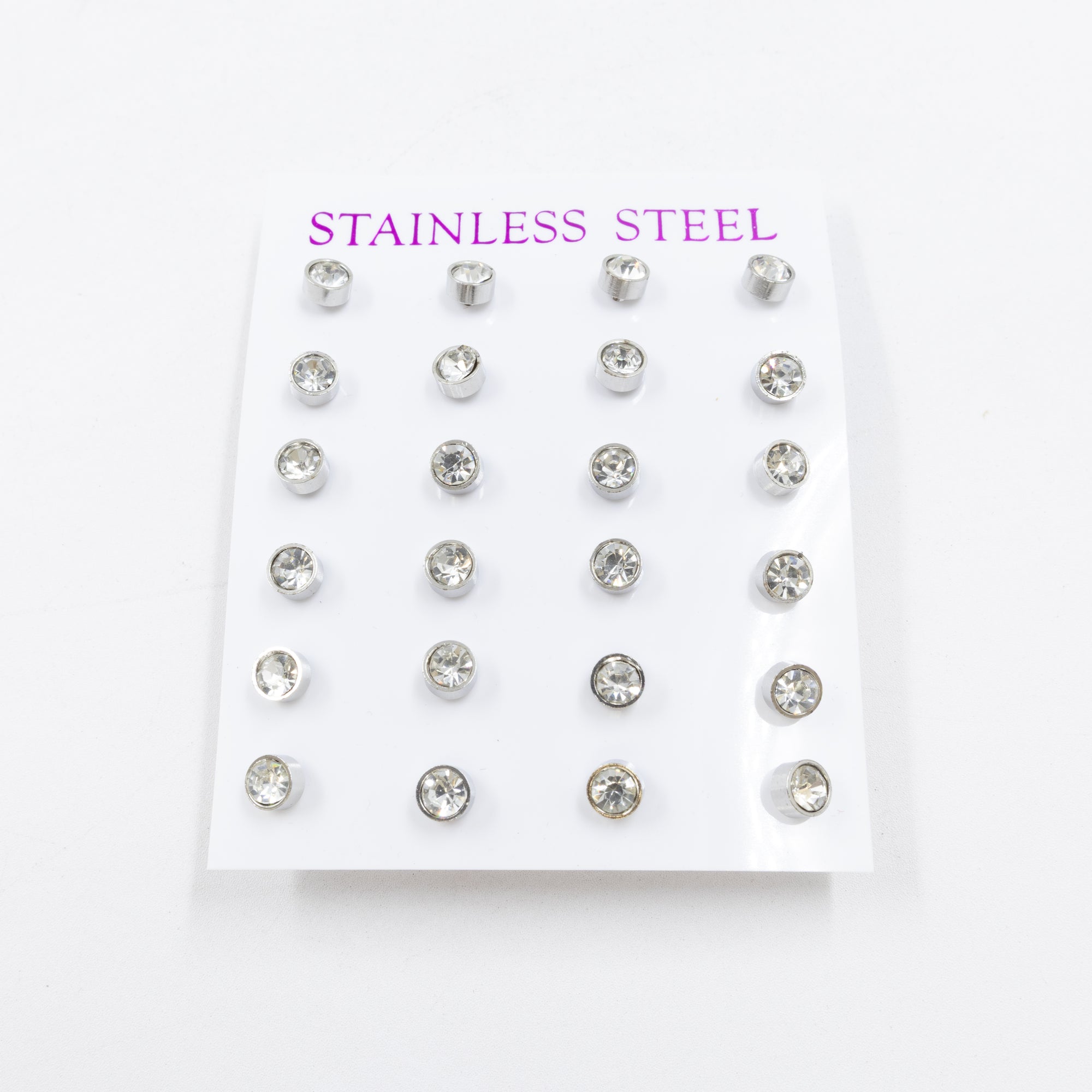 Paquete 12 pares de Aretes Plateados medida 2 mm M3 Acero Inoxidable 18/03/26