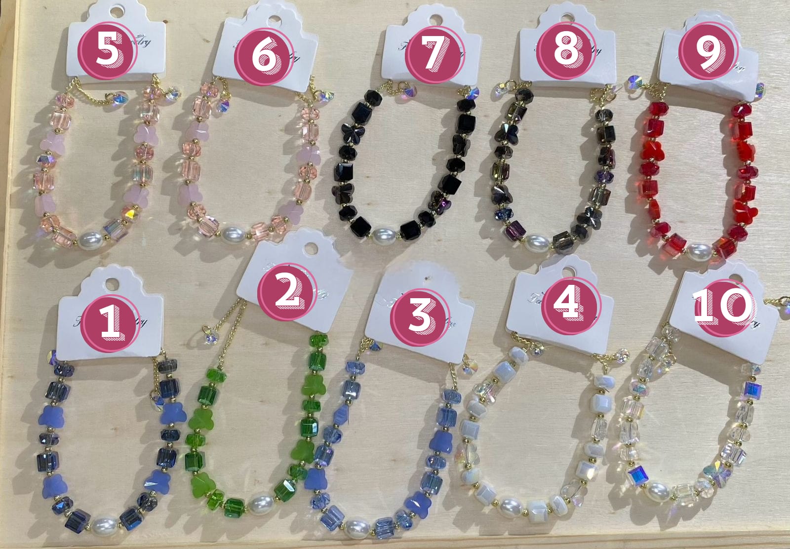 Pulsera Cuentas Cristal M3 Oro Laminado