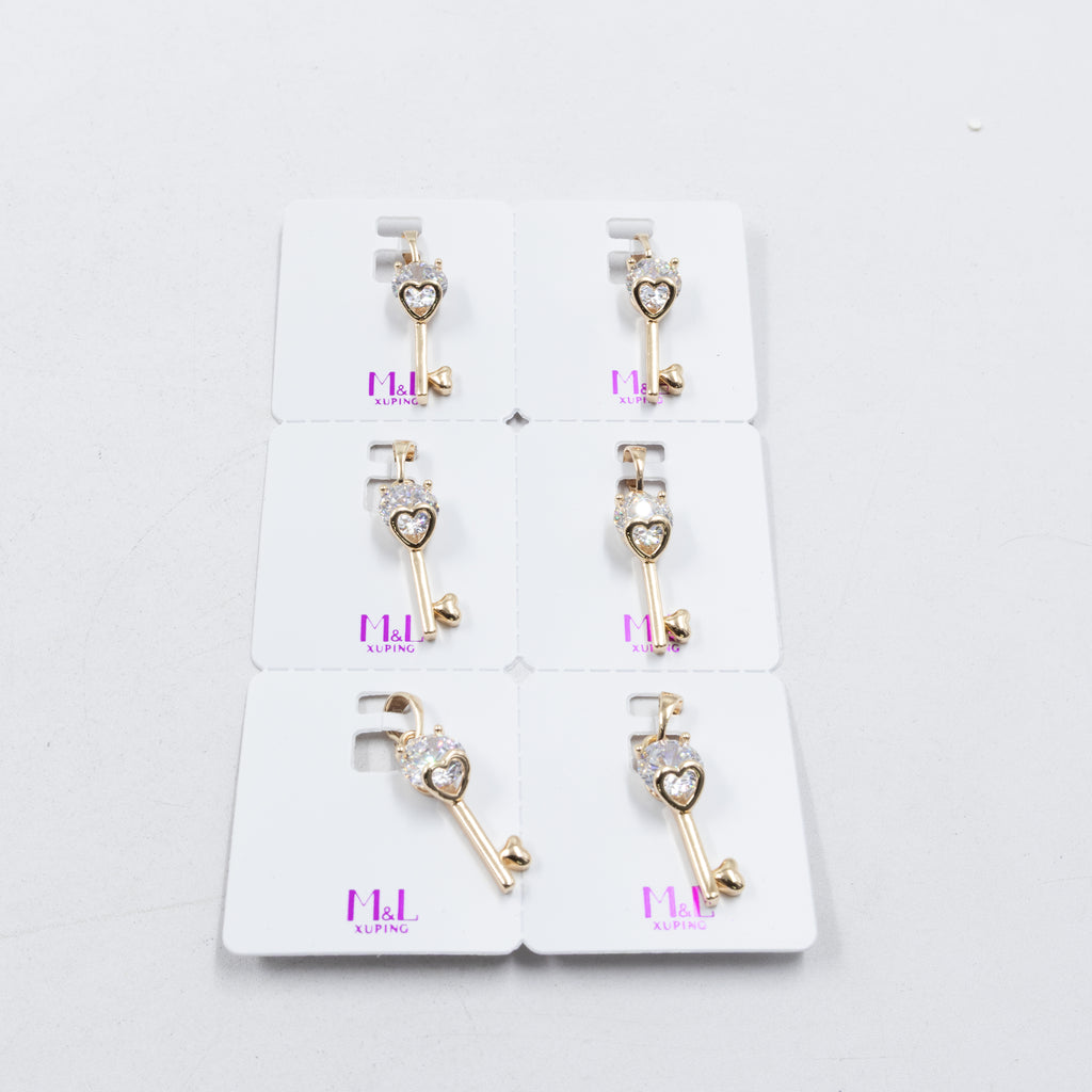 Paquete de 6 dijes con Piedras Oro Rosado  M3 Oro Laminado
