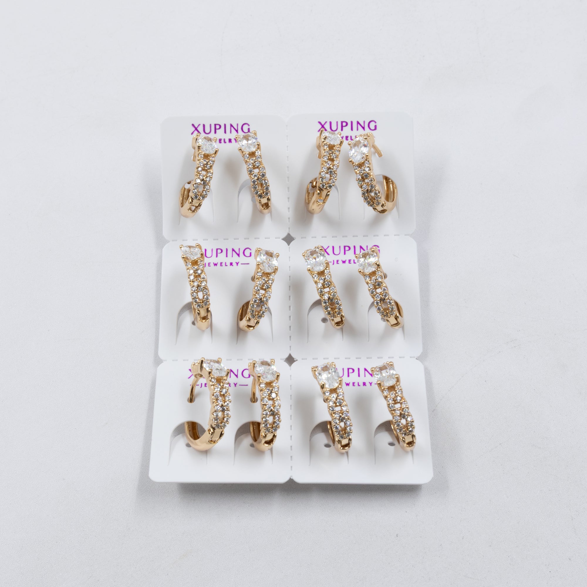 Paquete de 6 pares de Aretes Xuping Dorado M24 Oro Laminado