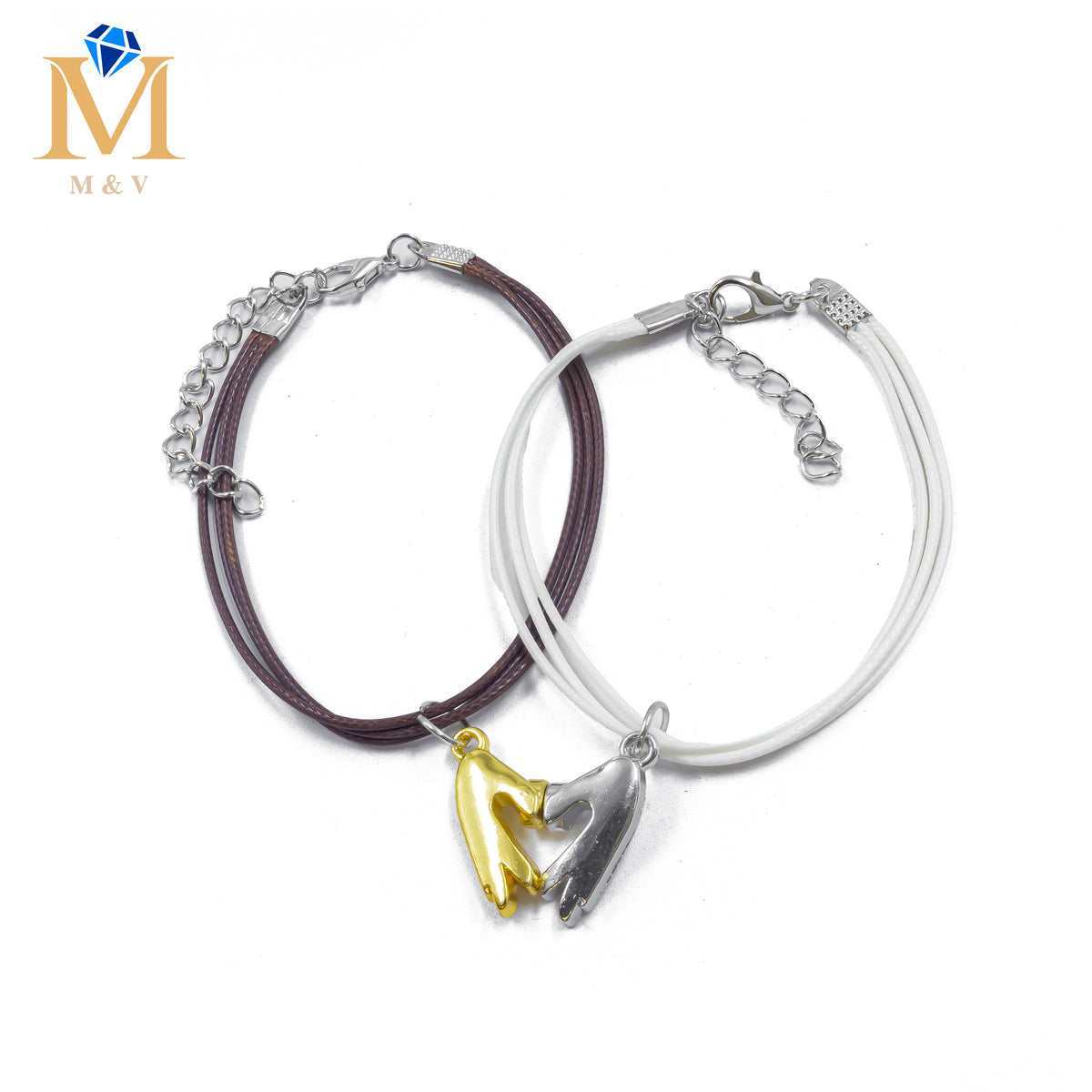 Pulseras de Corazón de Pareja con imán M5 Oro Laminado