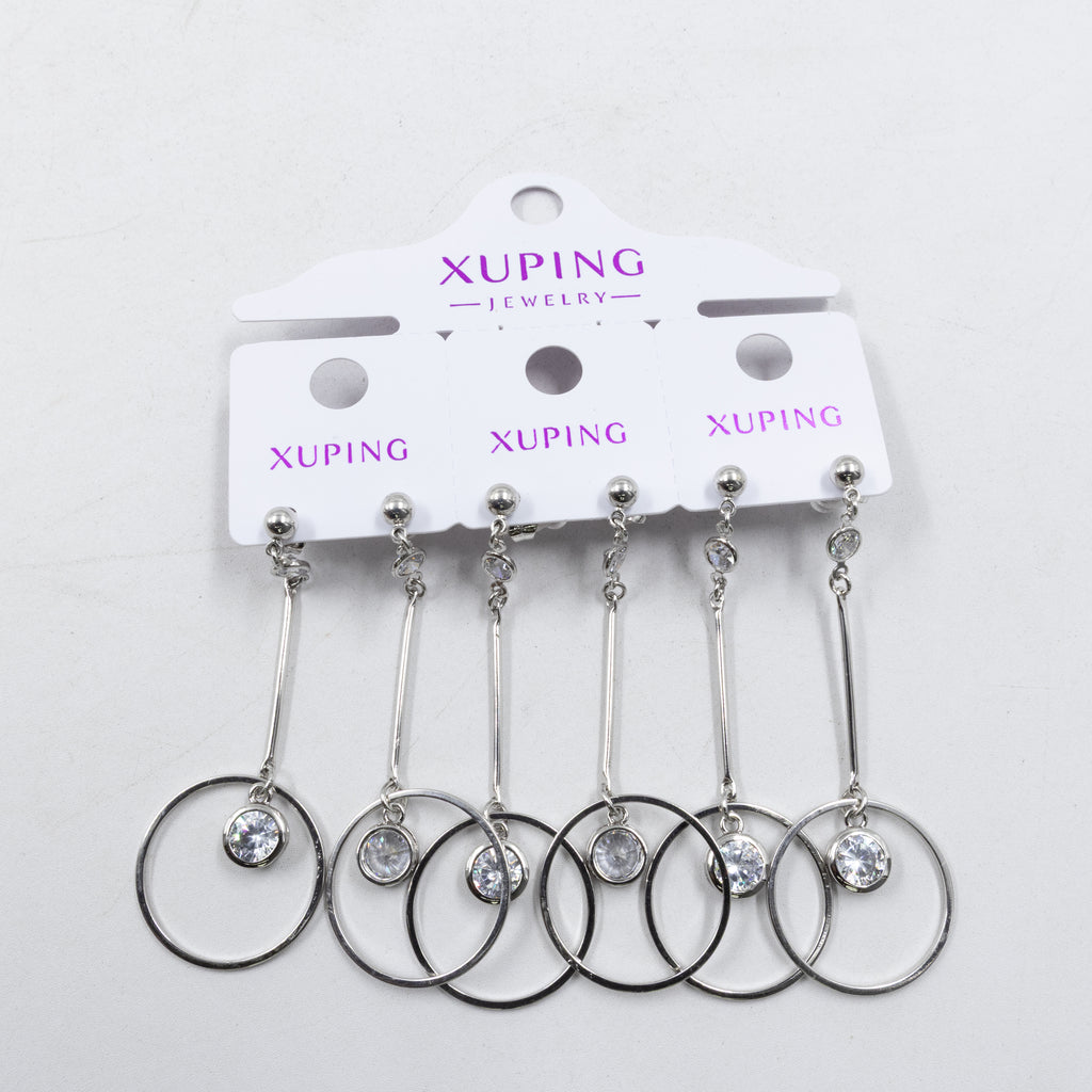 Paquete de tres pares de Aretes Plateados Xuping con piedras M4 Oro Laminado