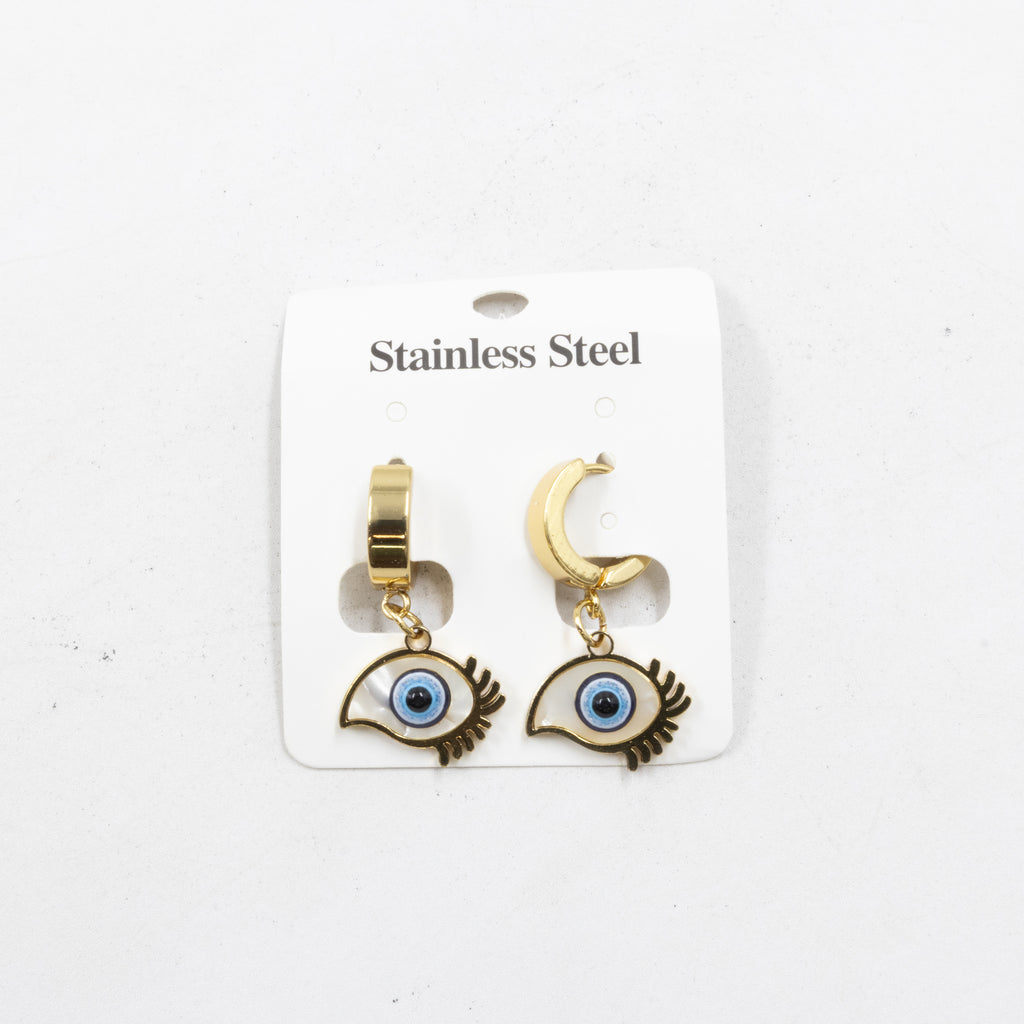 Aretes  Dorados de Ojo Turco M4 Oro Laminado
