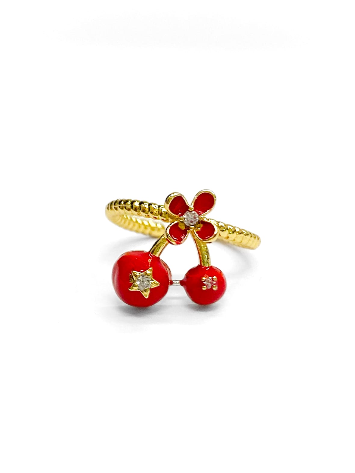 Anillo Cerezas Ajustable M1 Oro Laminado