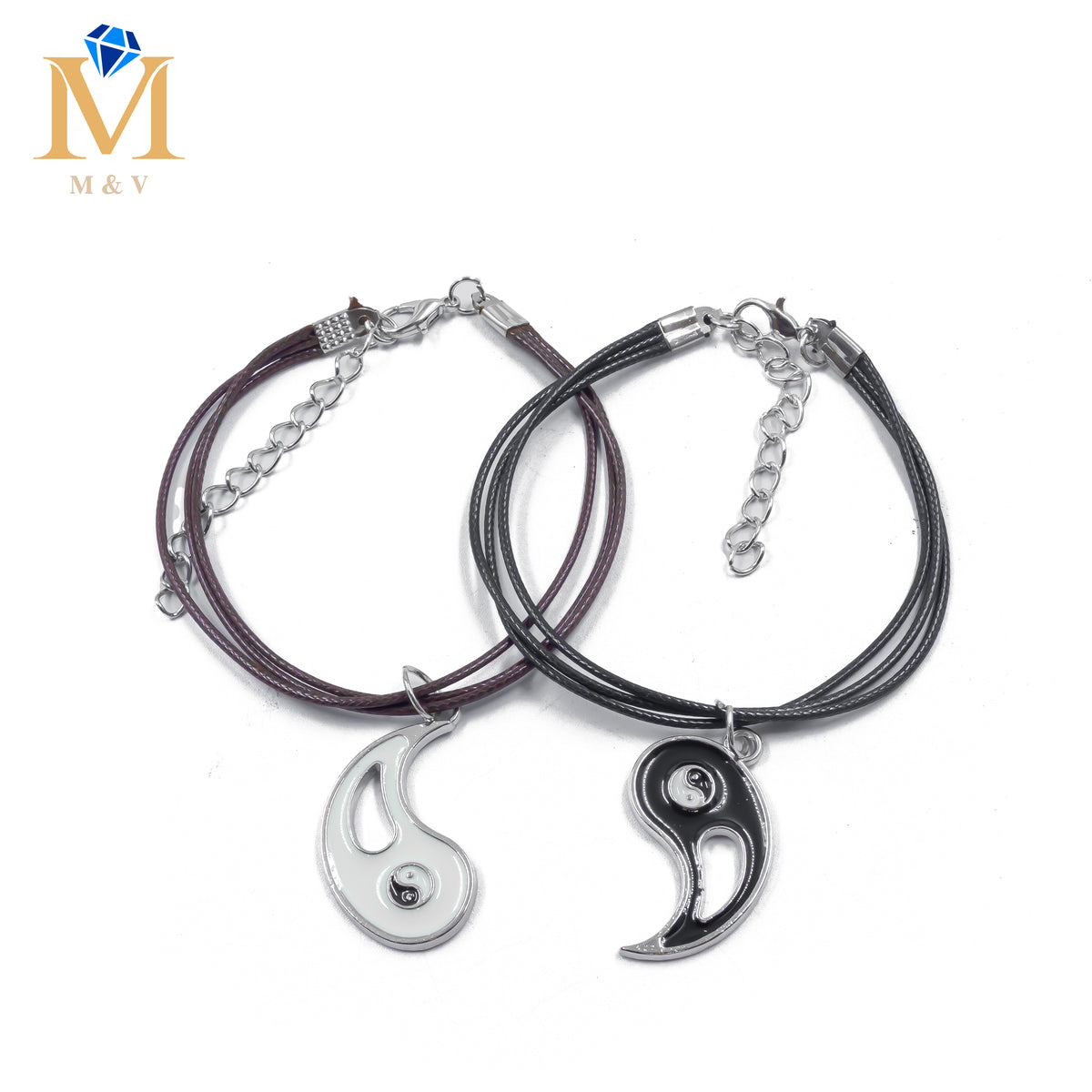 Pulseras de Ying Yang de Pareja M9 Oro Laminado