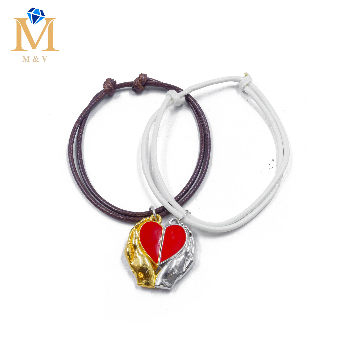 Pulseras de Corazón de Pareja con imán M7 Oro Laminado