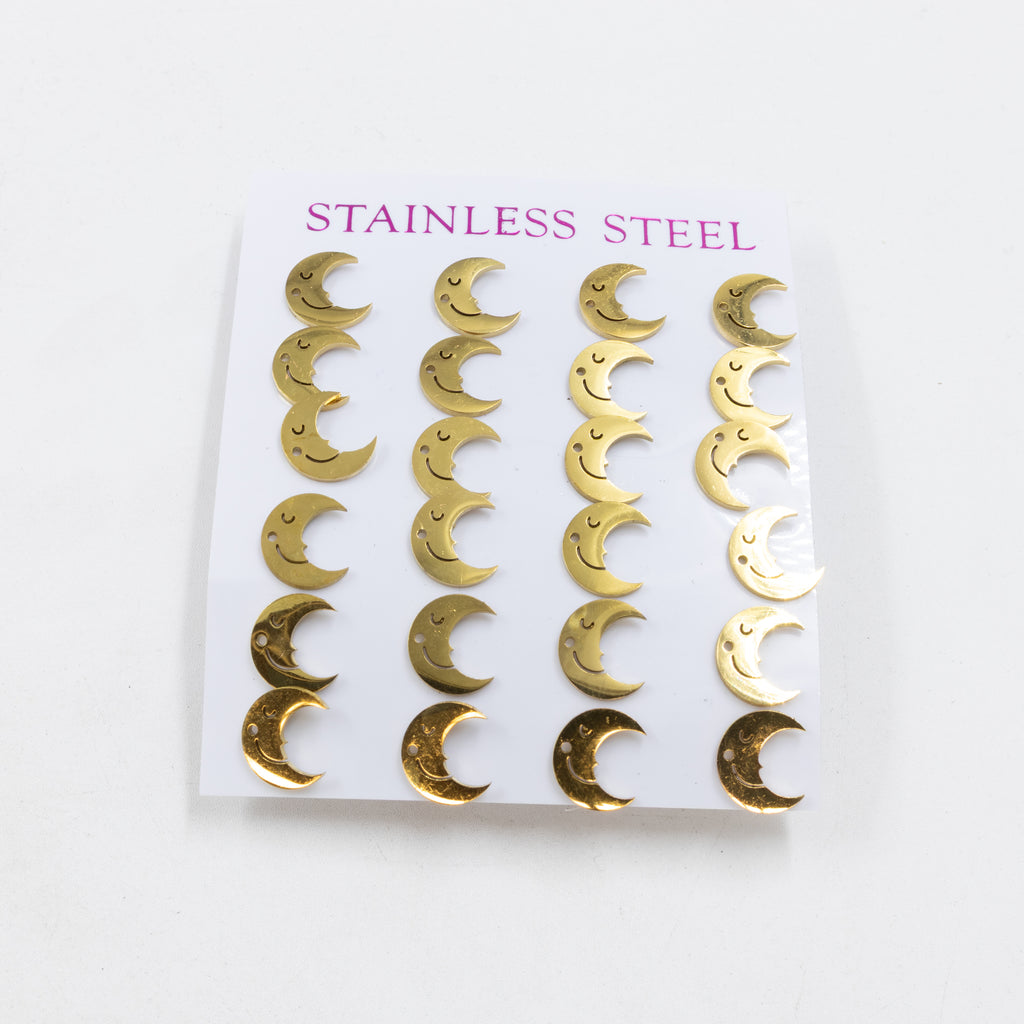 Paquete de 12 Pares de Aretes Dorados M3 Acero Inoxidable