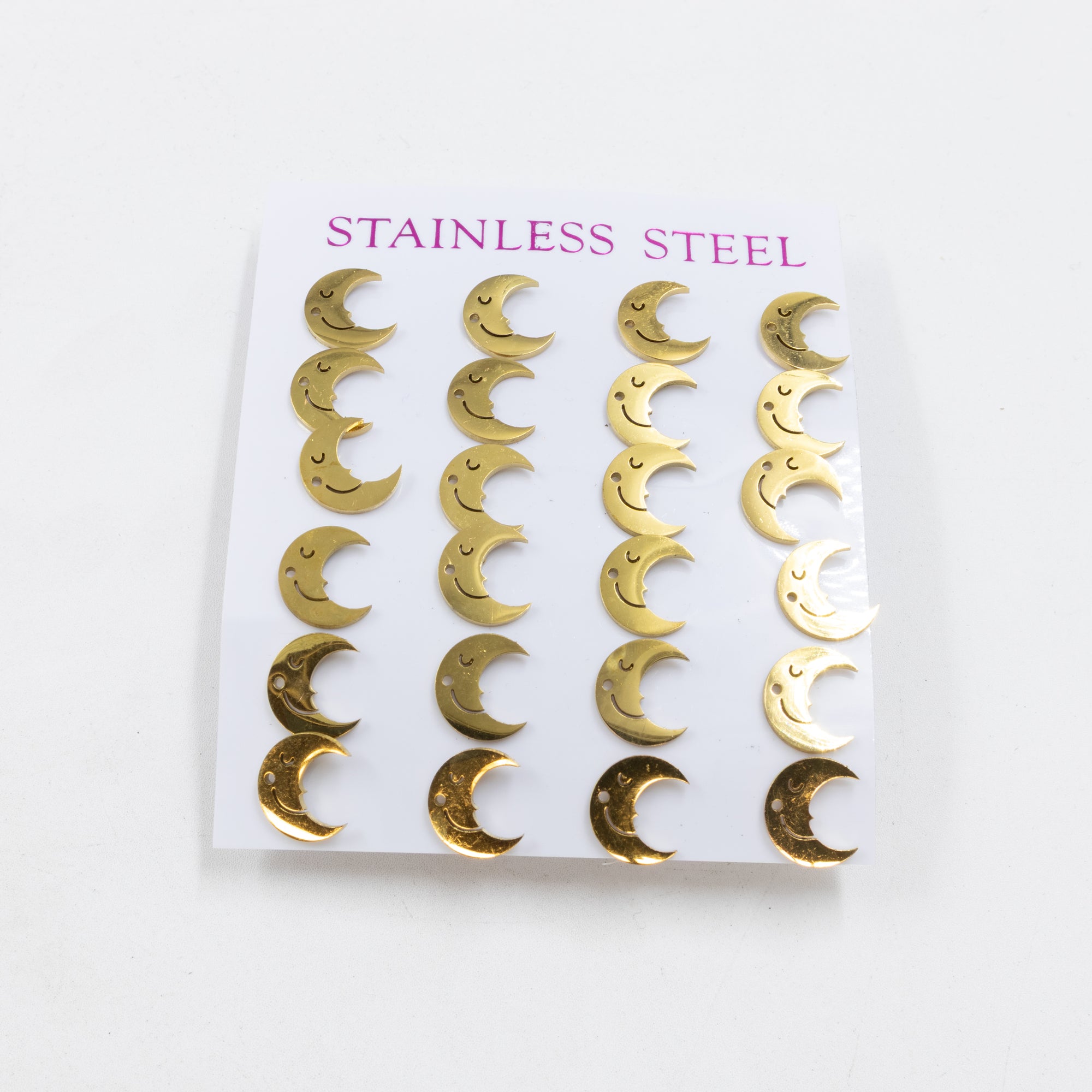Paquete de 12 Pares de Aretes Dorados M3 Acero Inoxidable